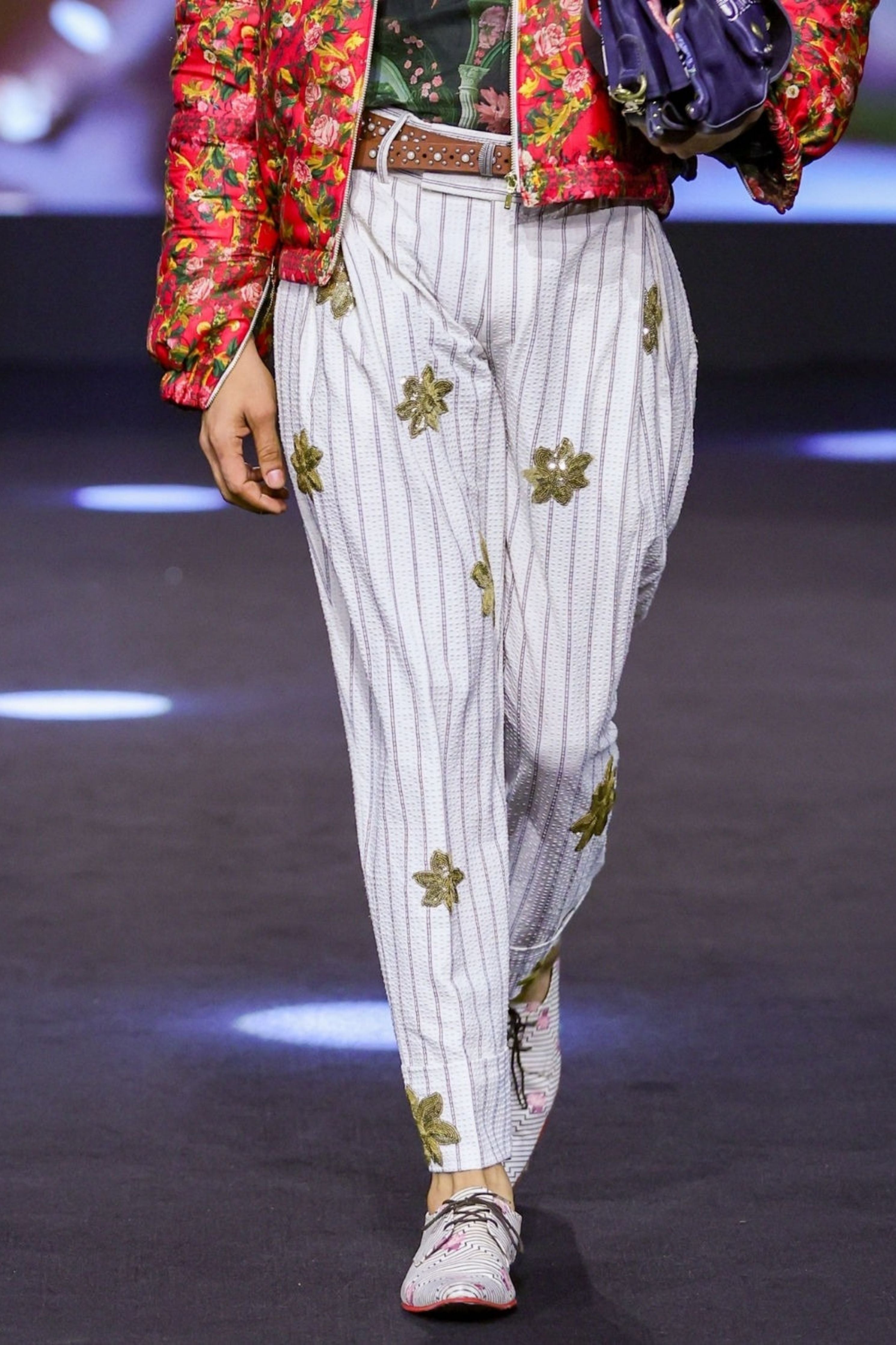 Mist Phoenix Embroidered Seersucker Pants