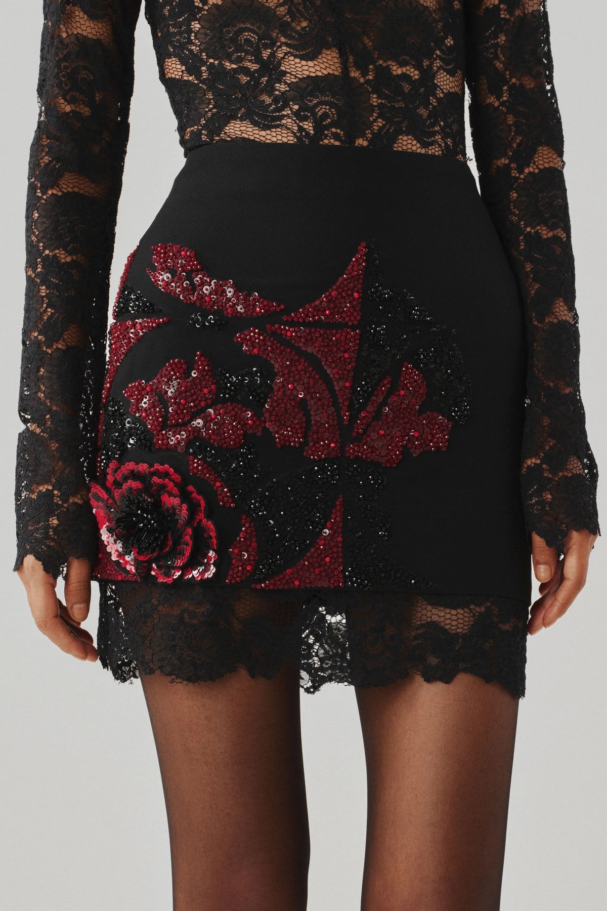 Wild Rose Embroidered Mini Skirt