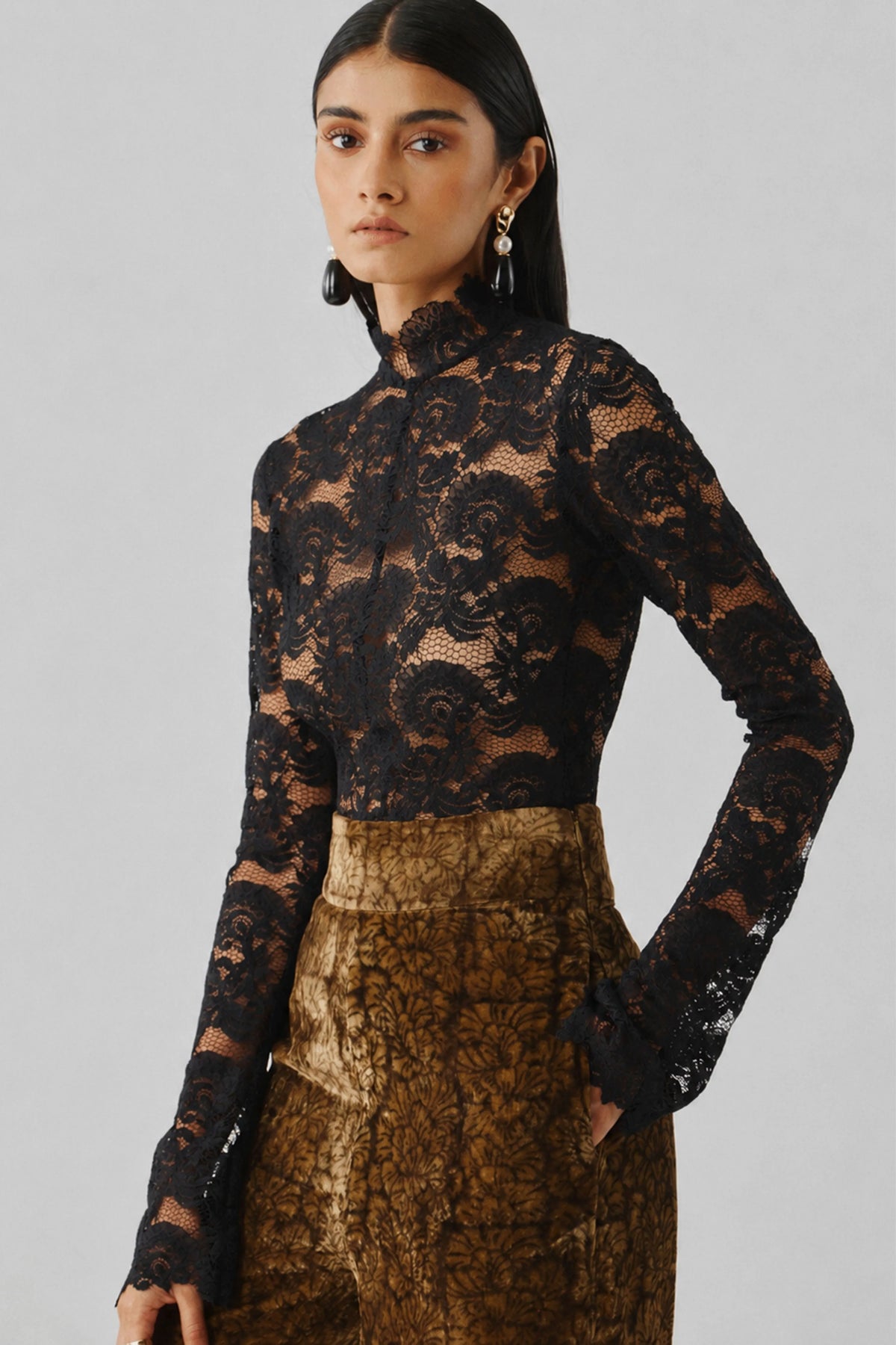 Muse Bodysuit in Shadow Black