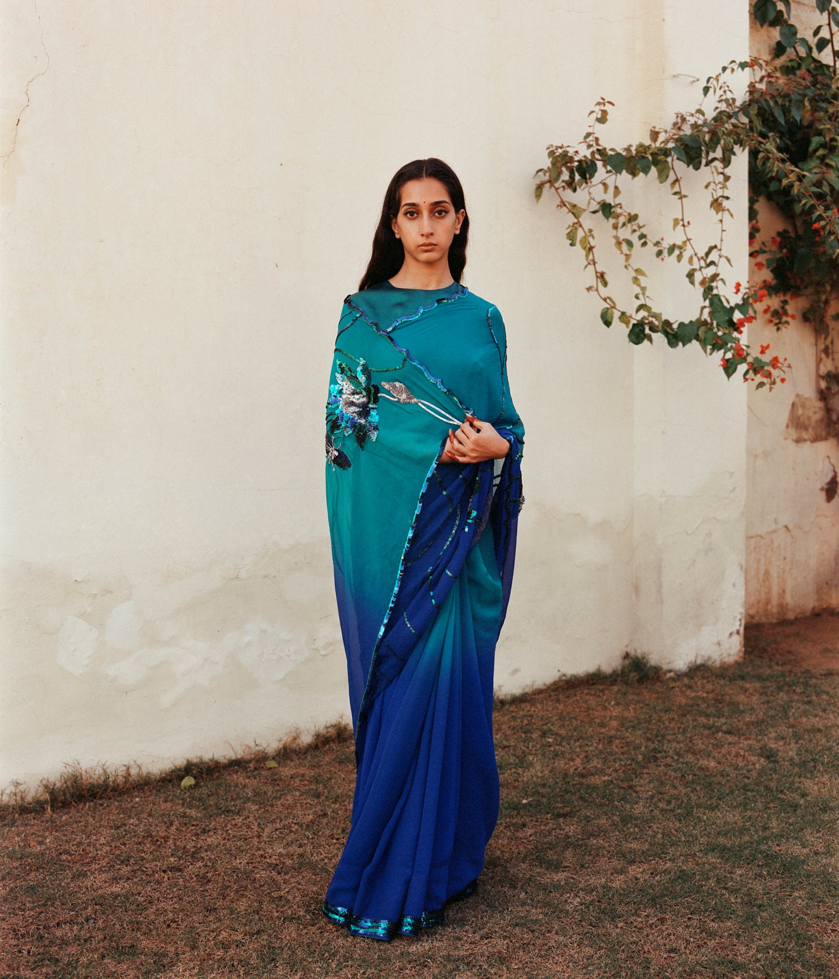 Blue Manipura Lotus Series Saree