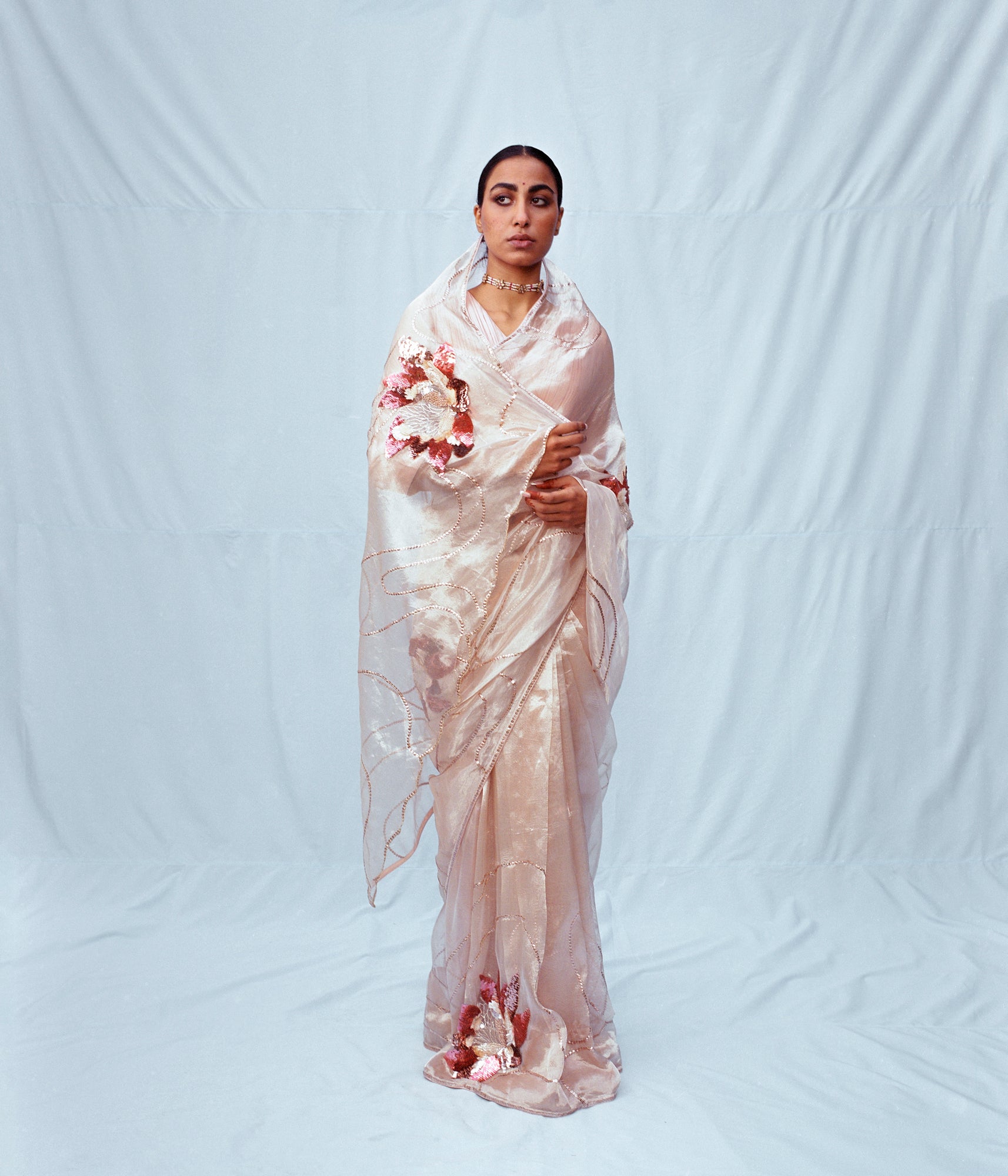 Peach Manipura Lotus Series Saree