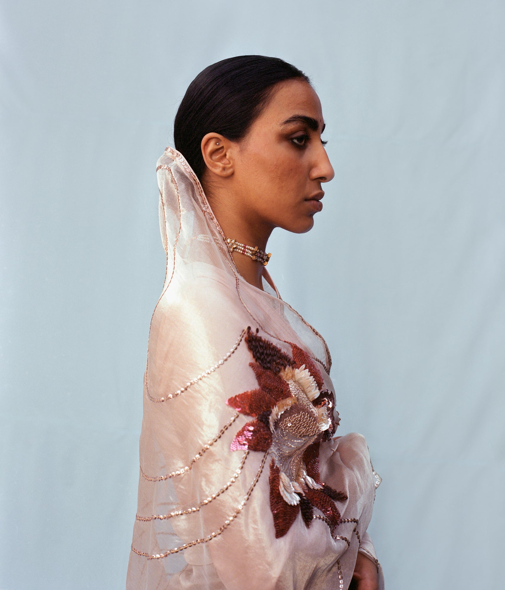 Peach Manipura Lotus Series Saree