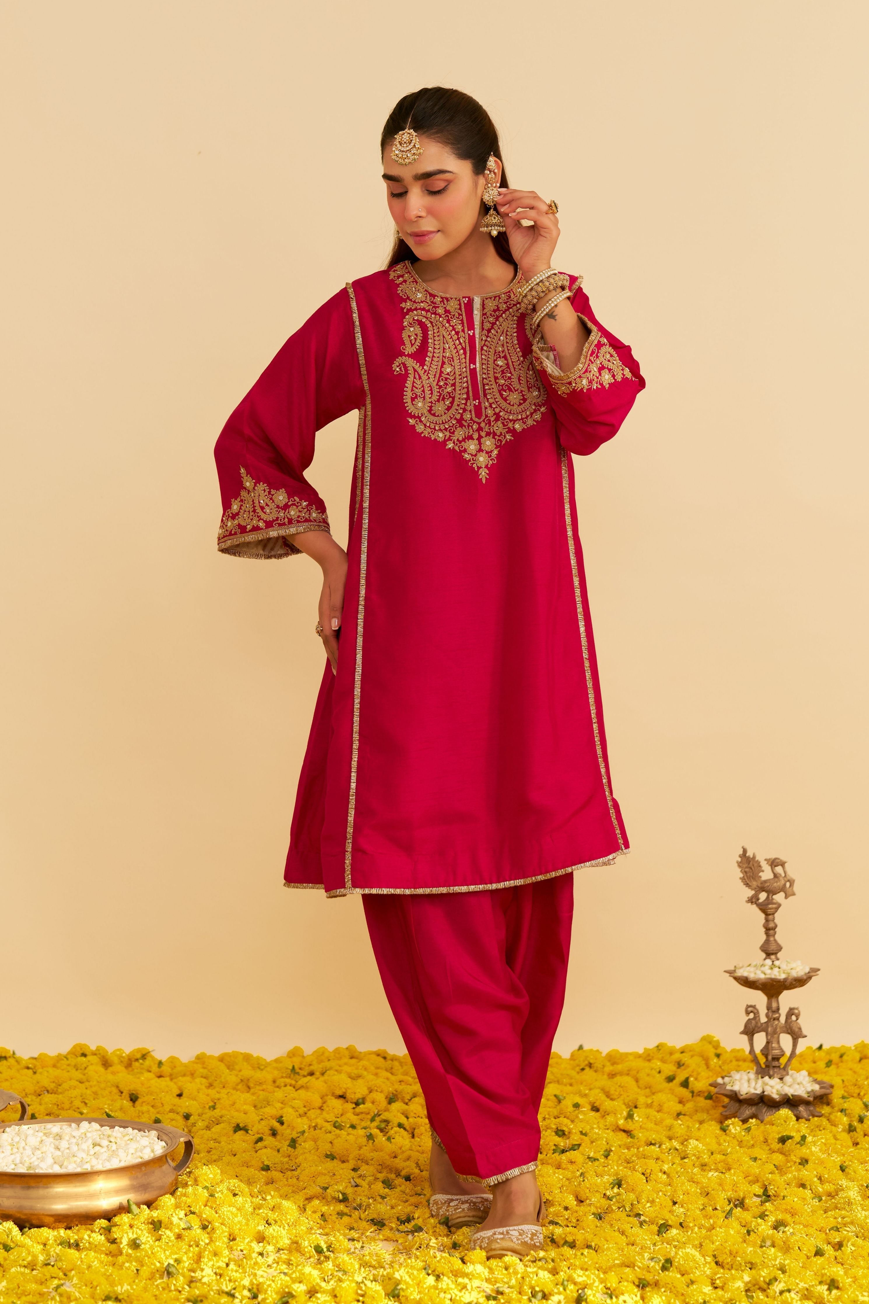 Arya Short Chauga With Salwar And Dupatta
