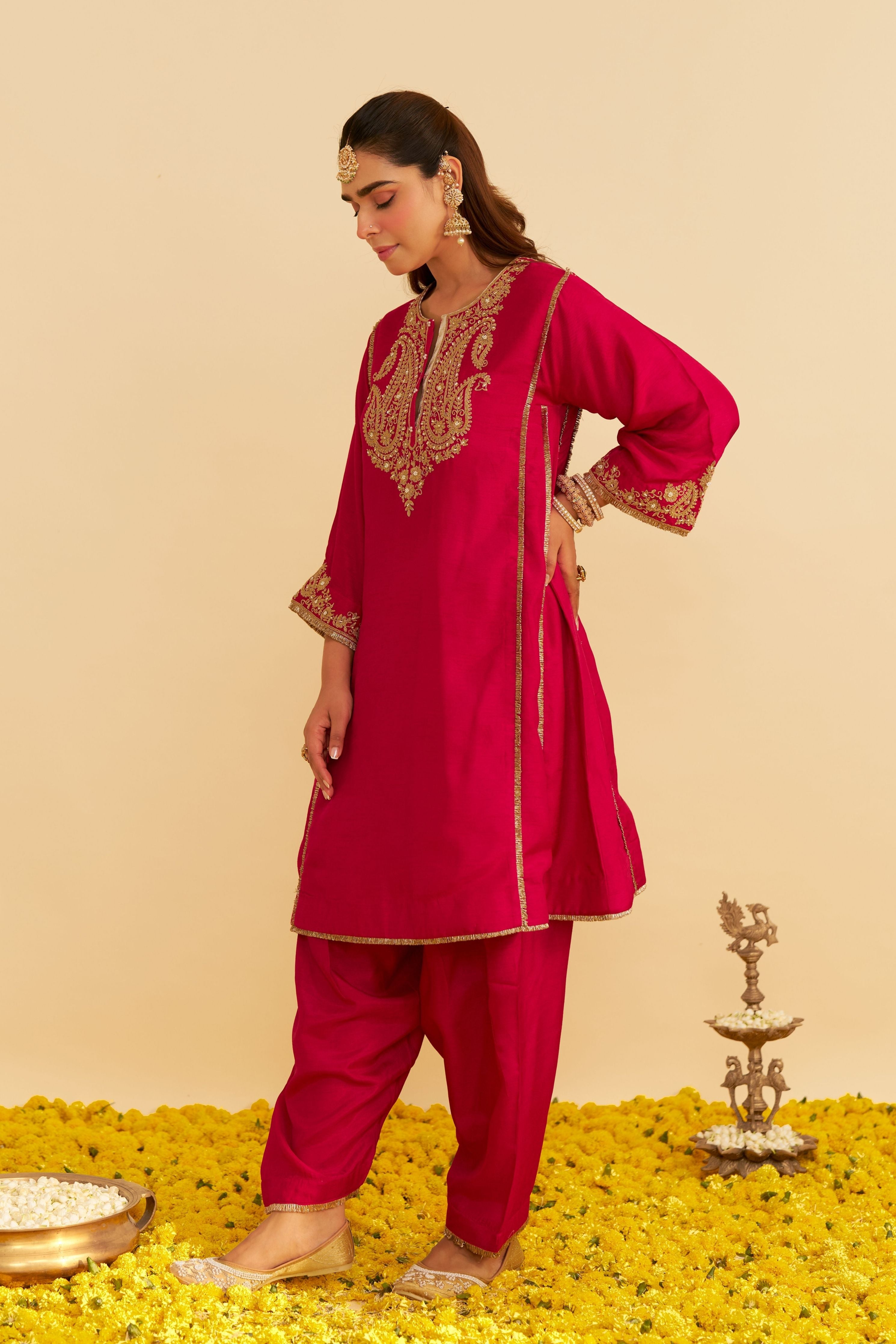 Arya Short Chauga With Salwar And Dupatta