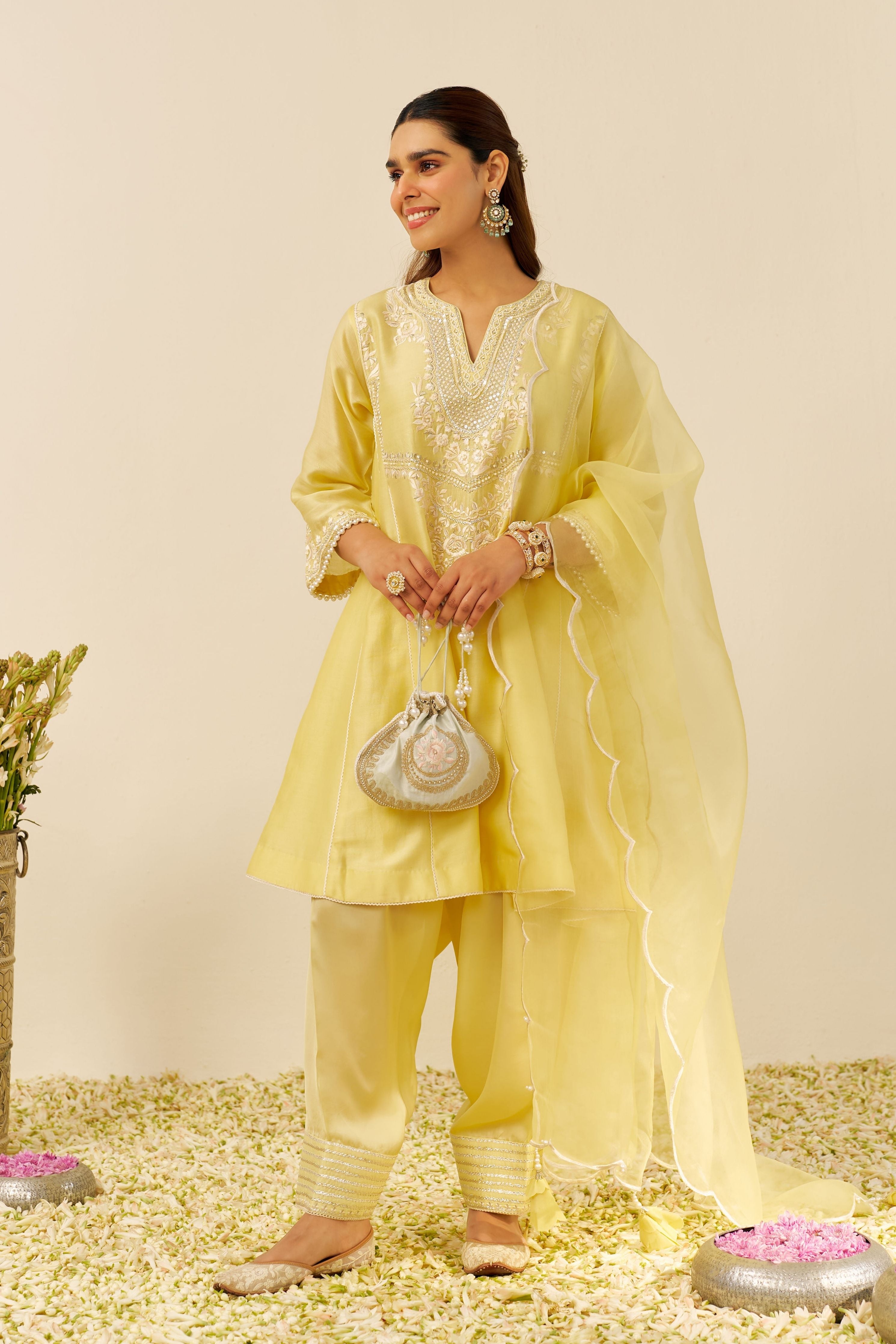 Yellow  Short Chauga Set