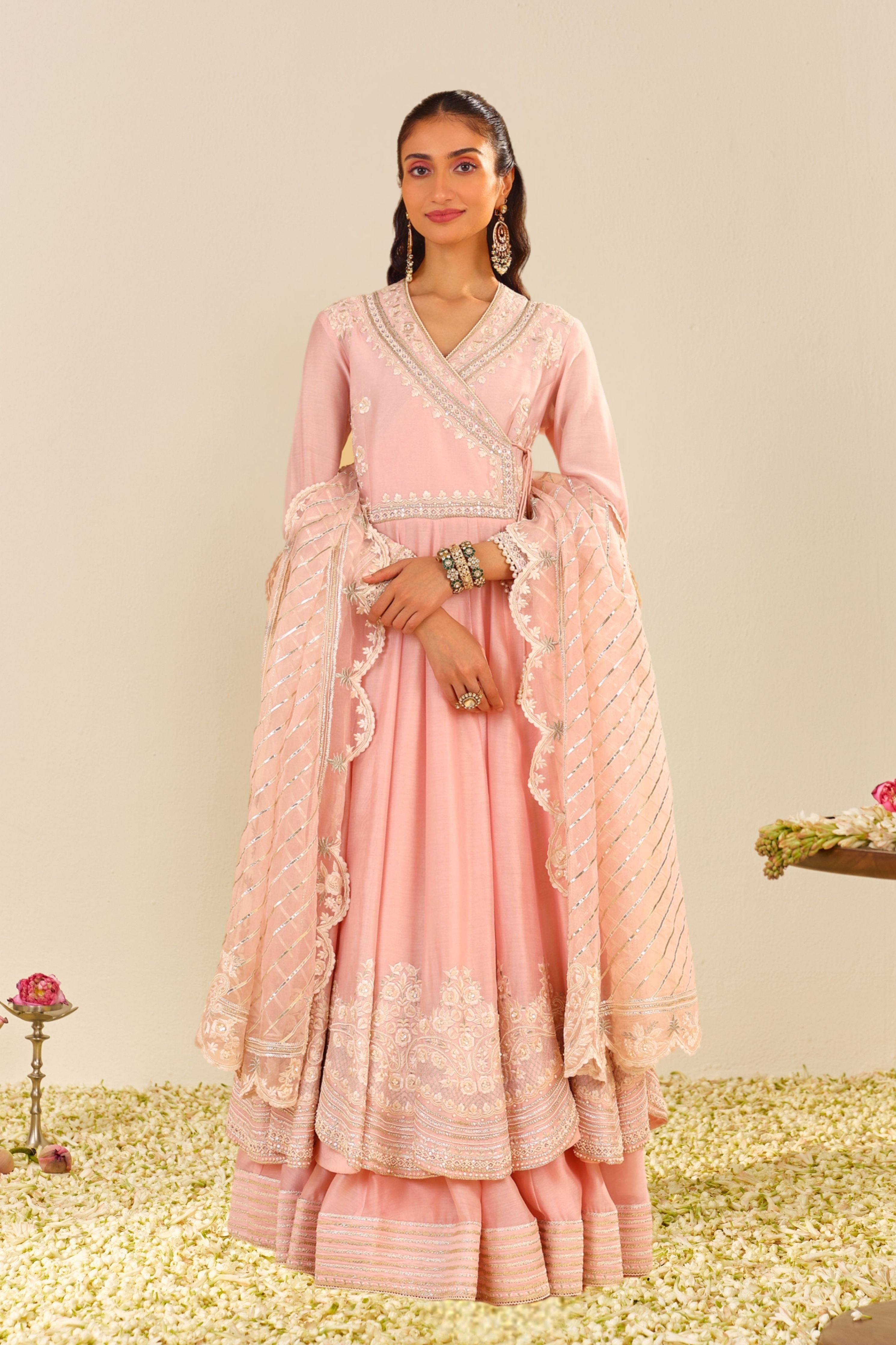 Ameena Angrakha Skirt Set With Dupatta