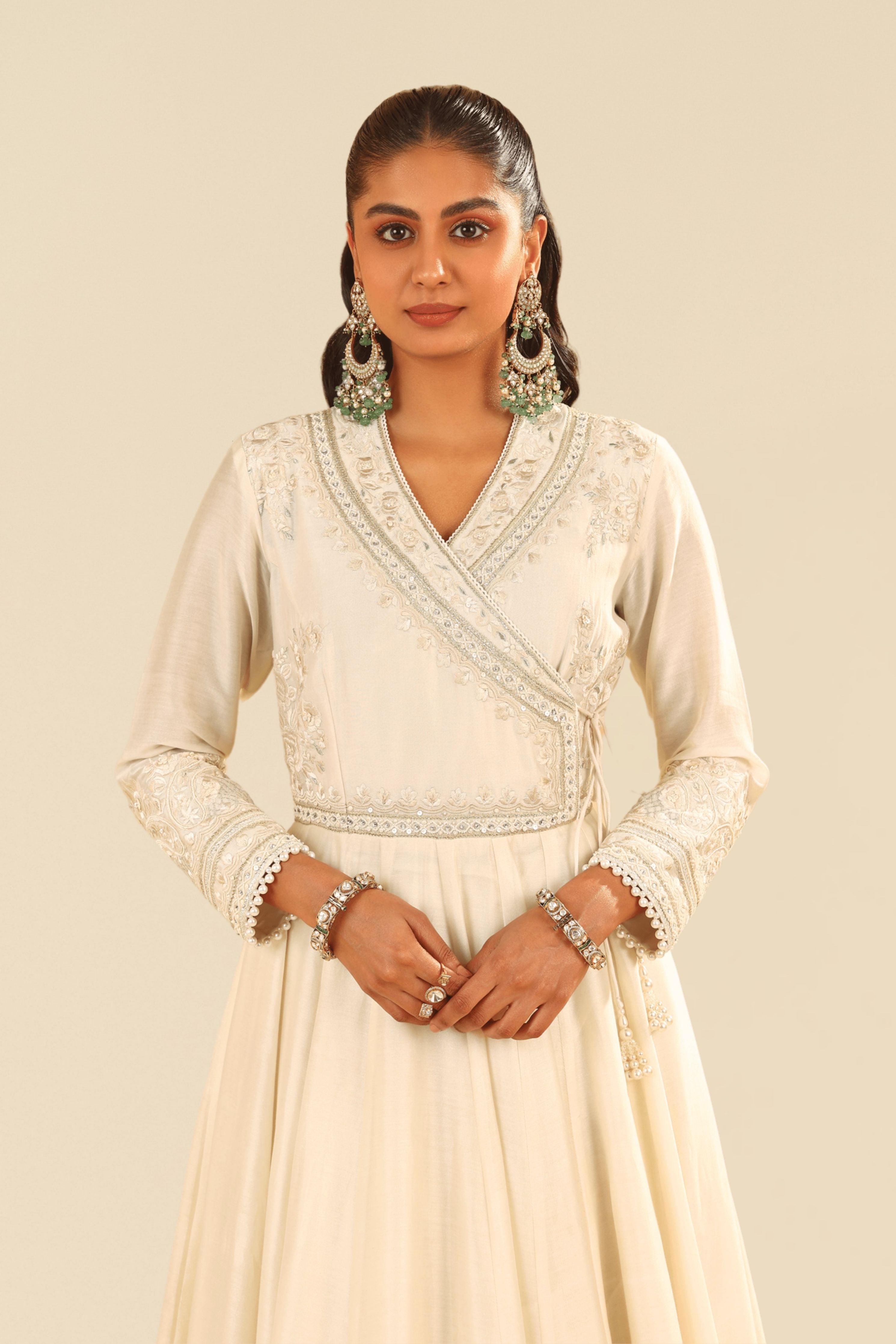 Ameena Ivory Anarkali Skirt Set With Dupatta