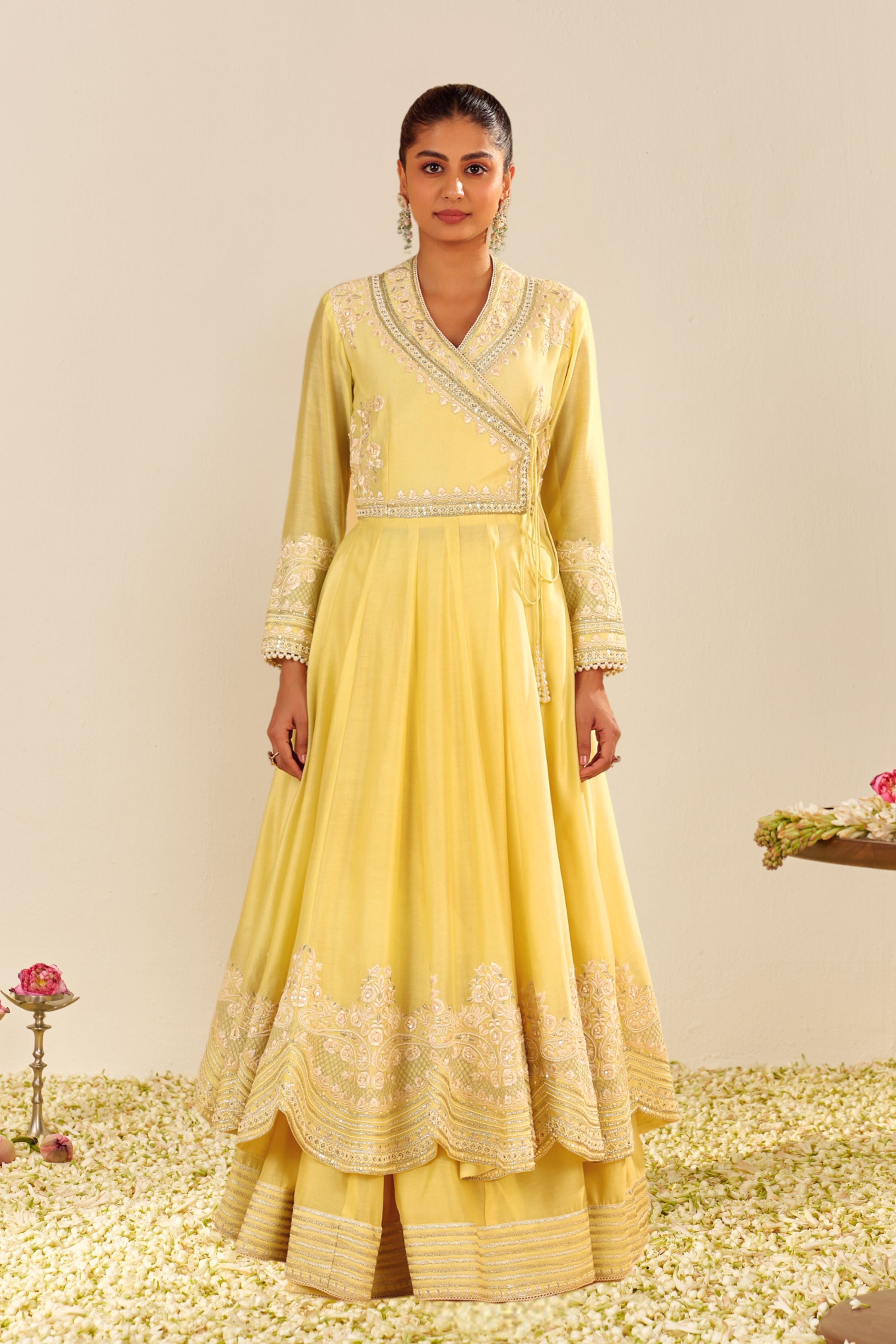 Ameena Yellow Anarkali Skirt Set with Dupatta