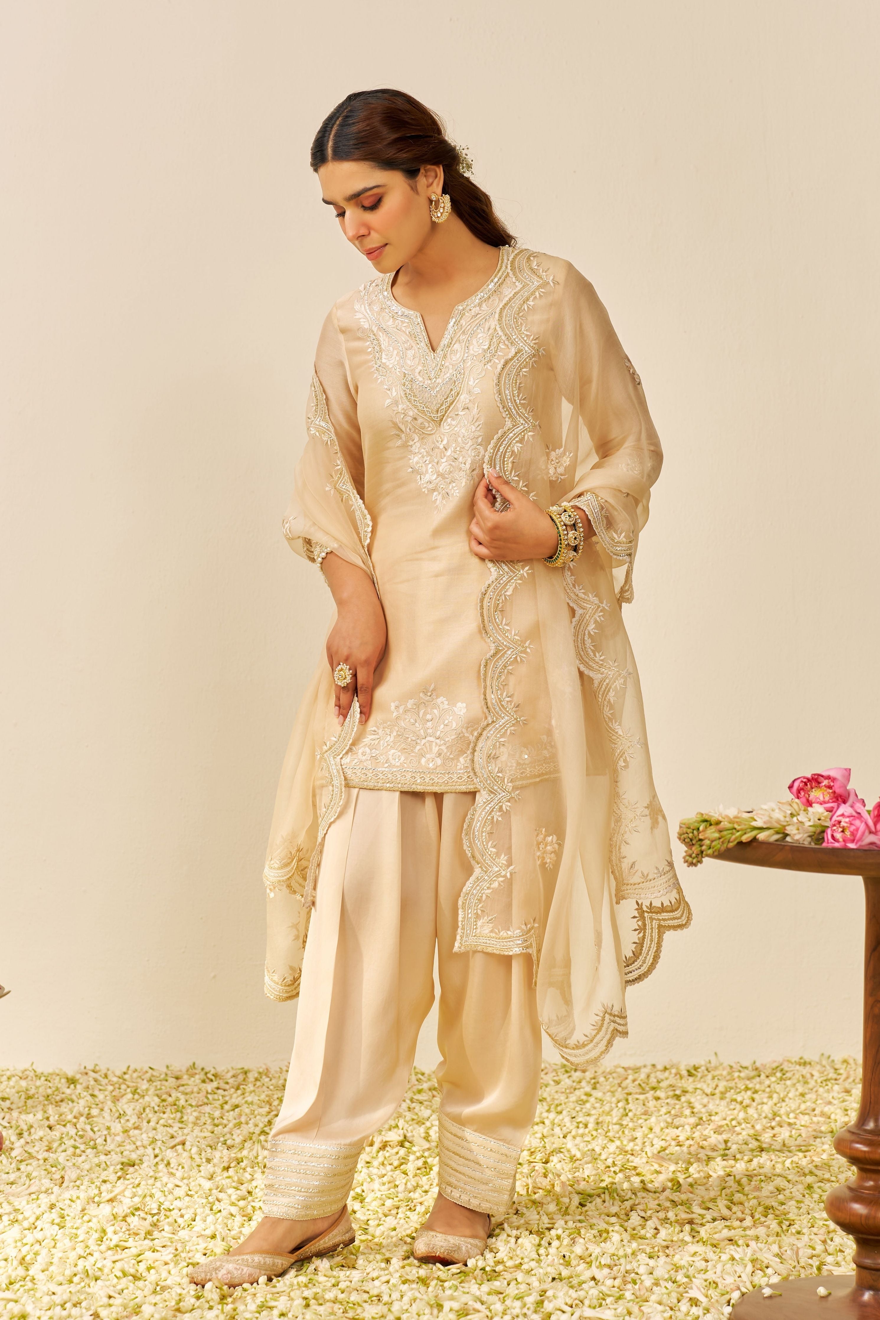 Haniya Beige KURTA SET WITH DUPATTA