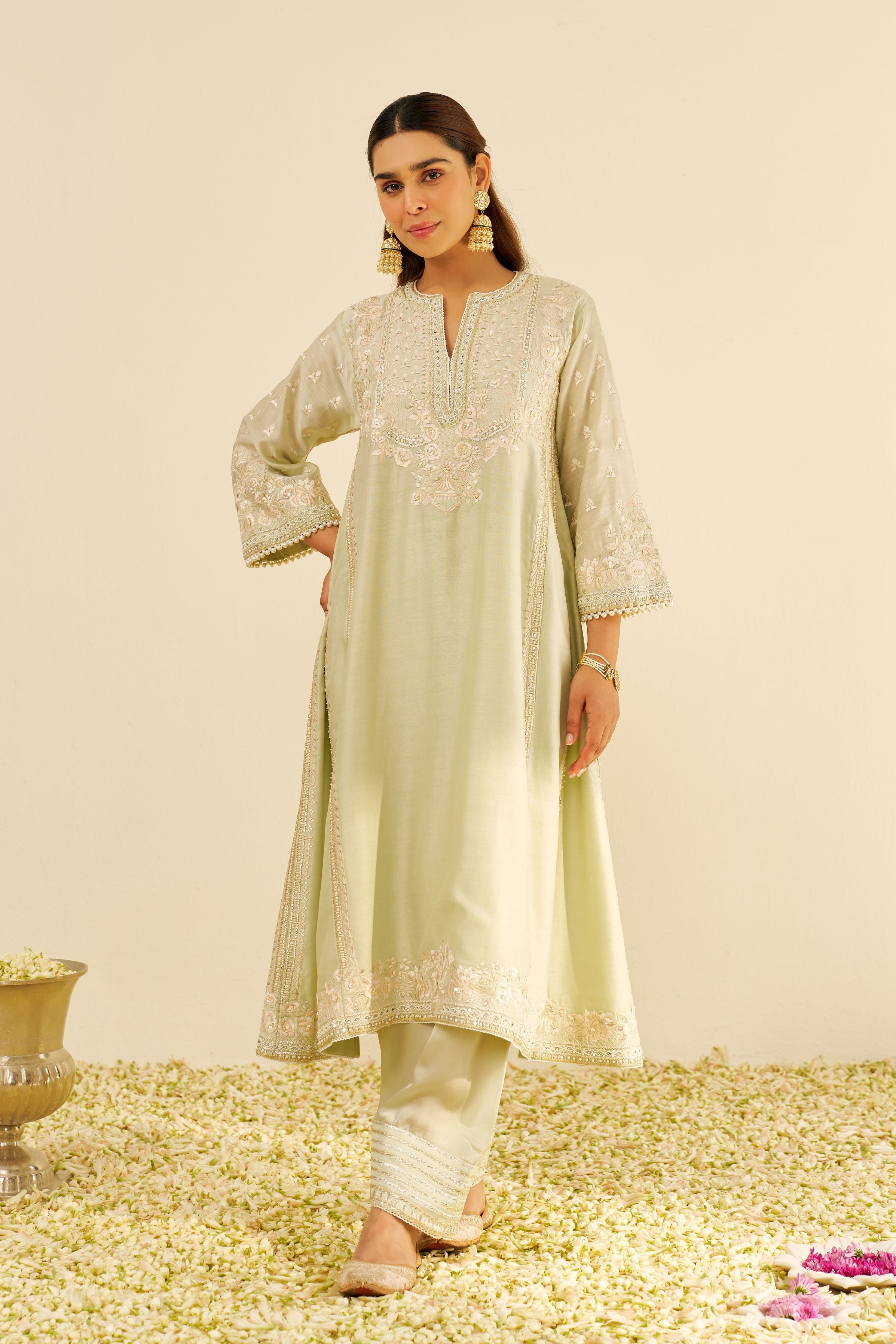 Maaroofa Mint Green Long Chauga Set