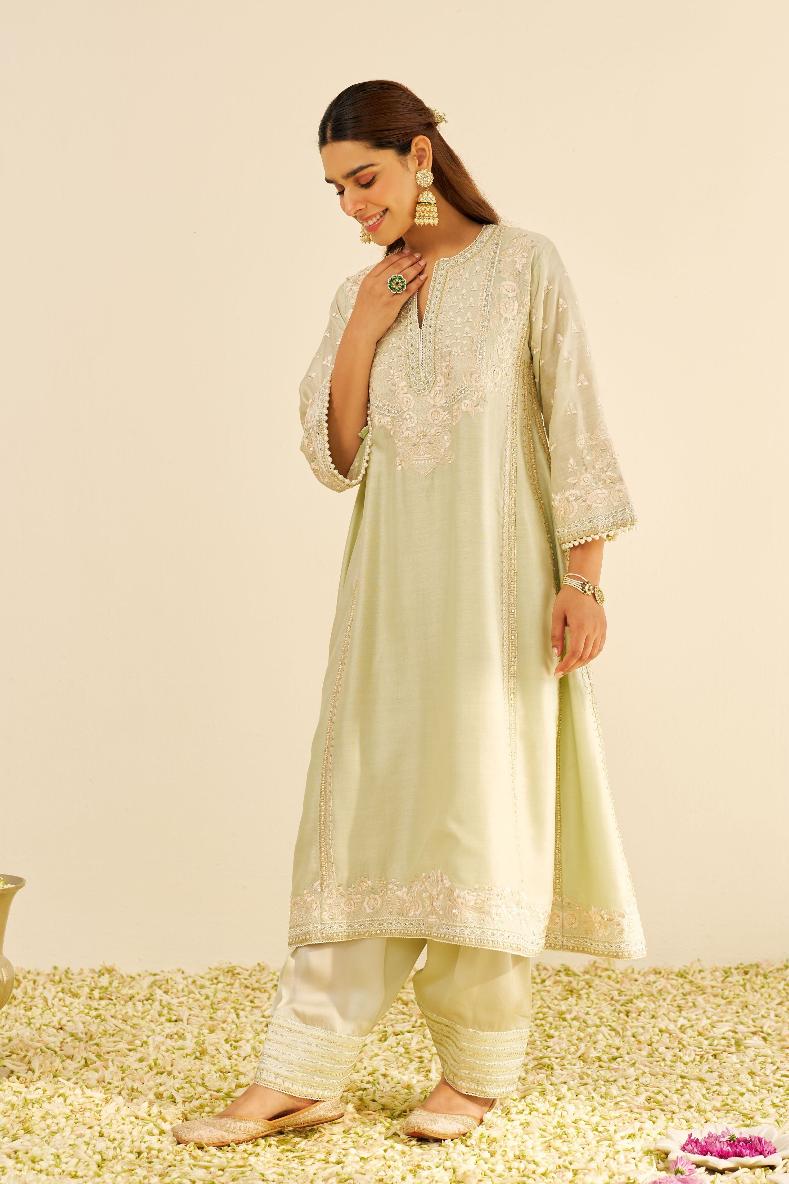 Maaroofa Mint Green Long Chauga Set