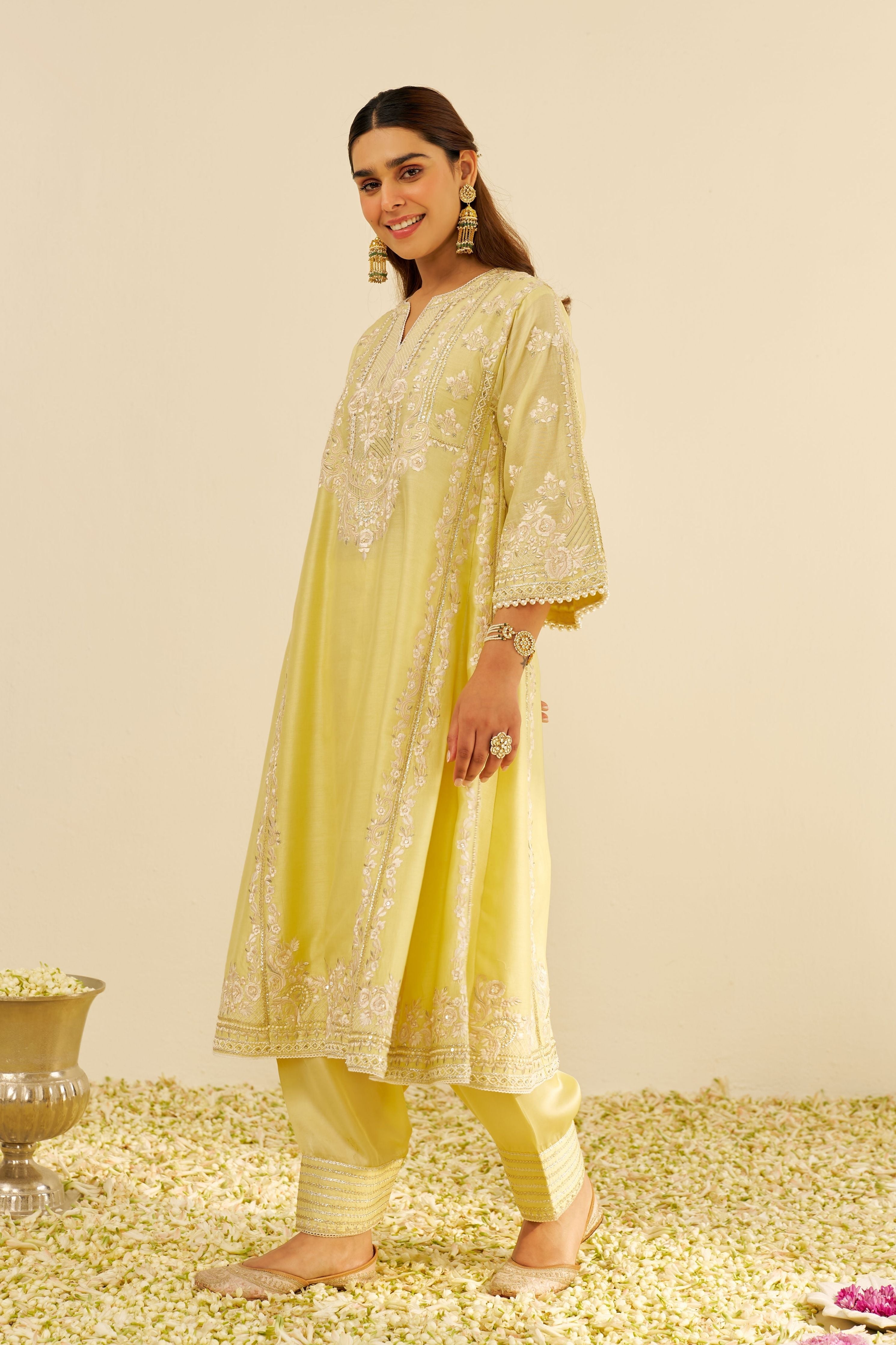 Maziya Lemon Yellow Long Chauga Set