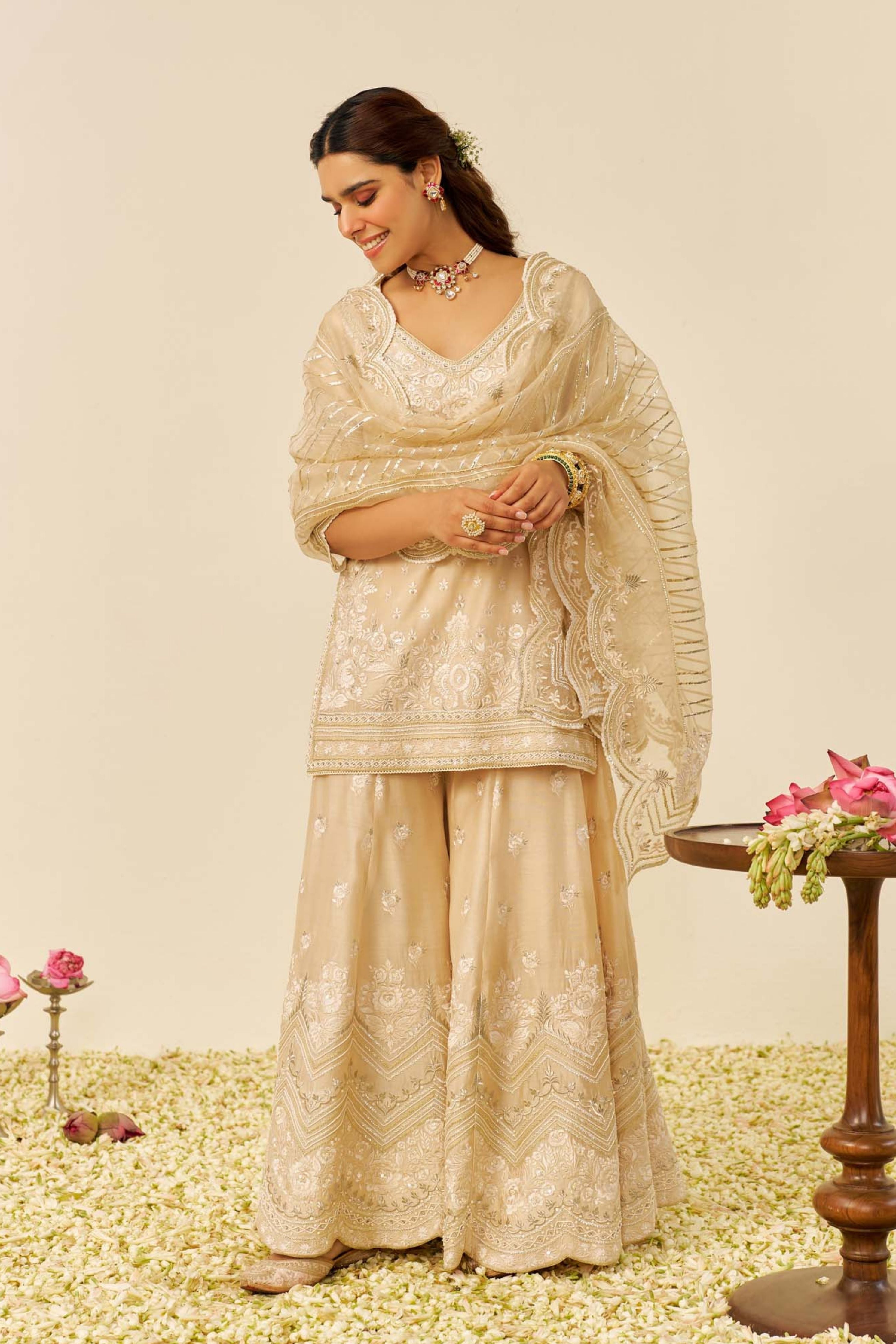 Sameeha Short Kurta Sharara Set with Dupatta