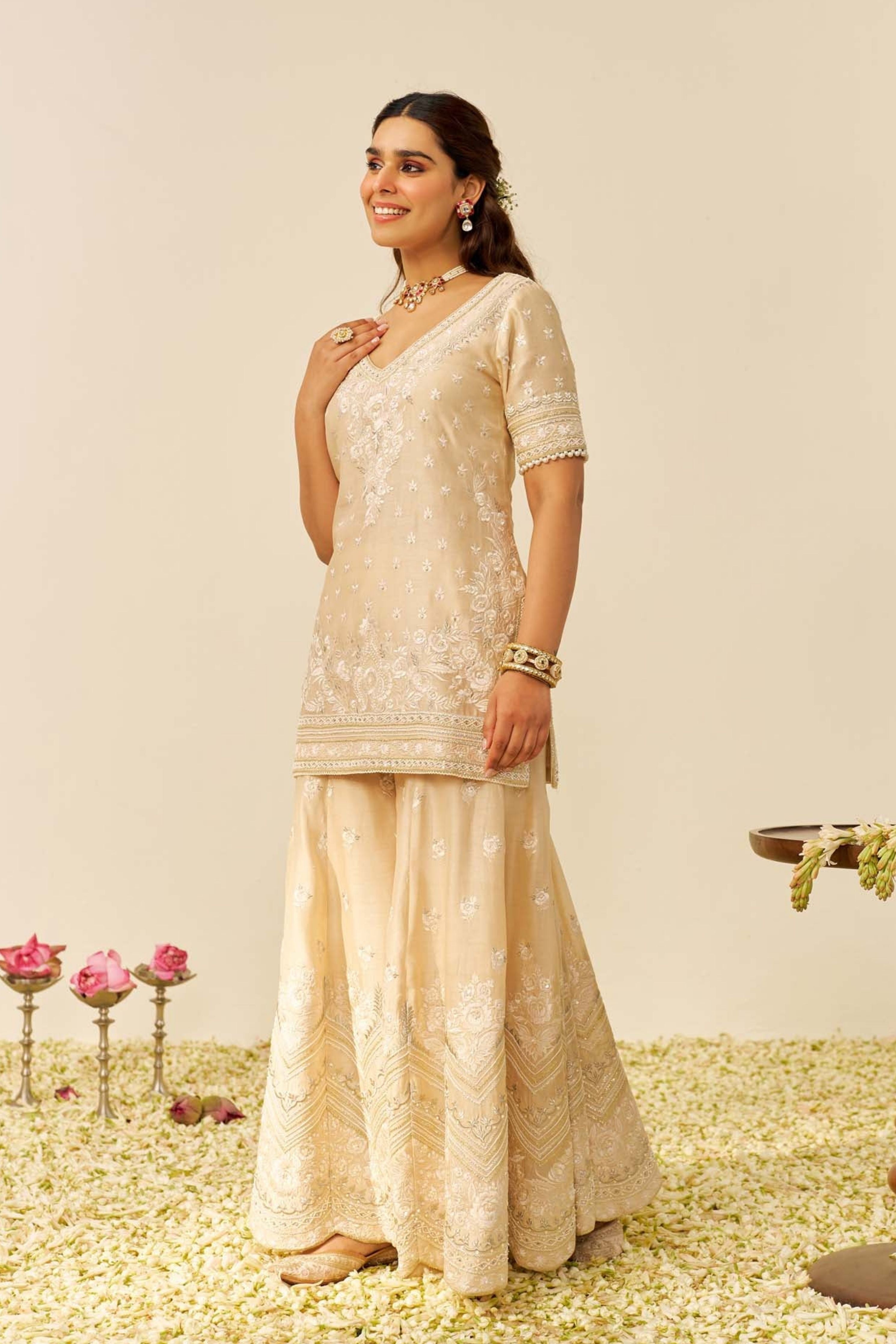 Sameeha Short Kurta Sharara Set with Dupatta