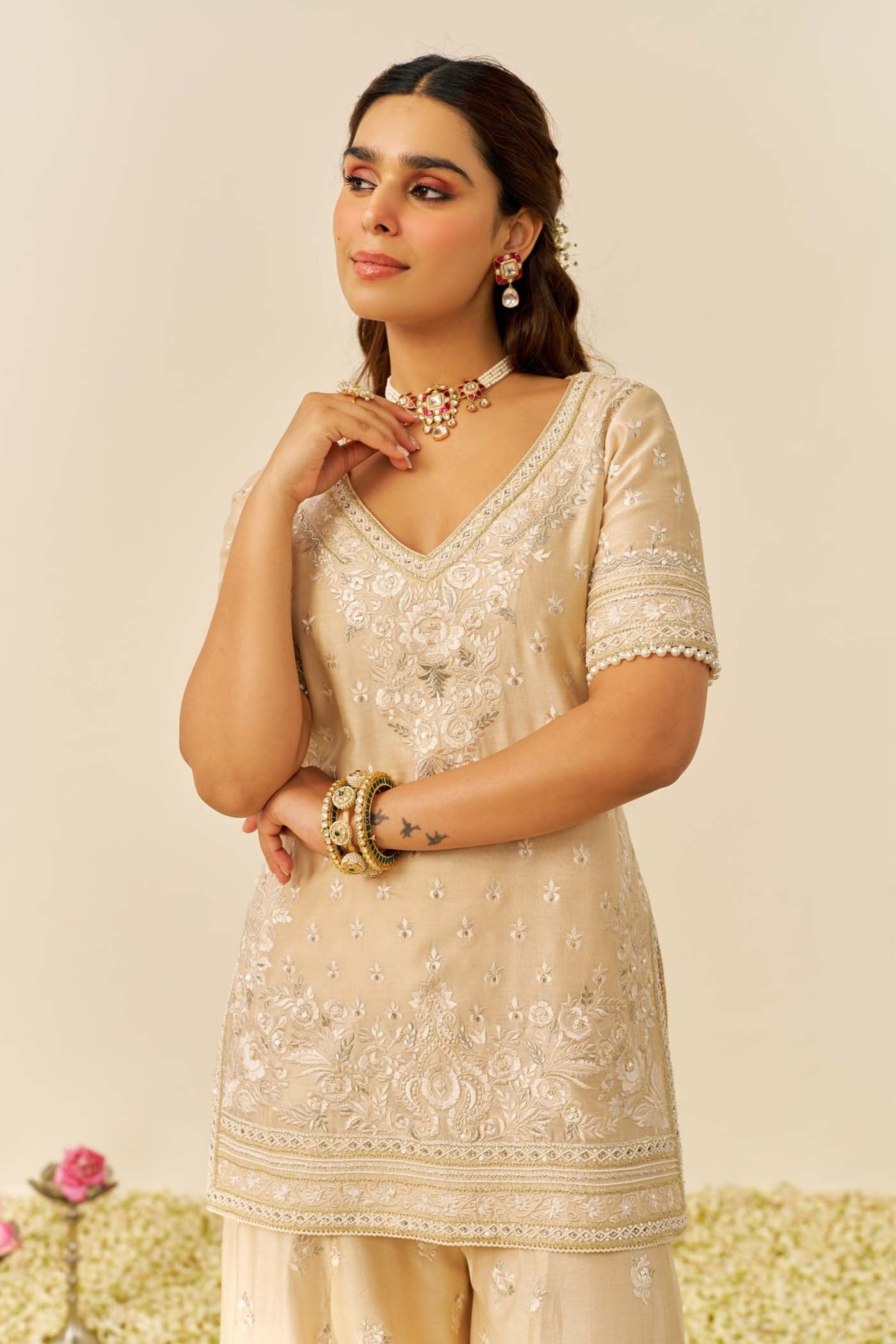 Sameeha Short Kurta Sharara Set with Dupatta