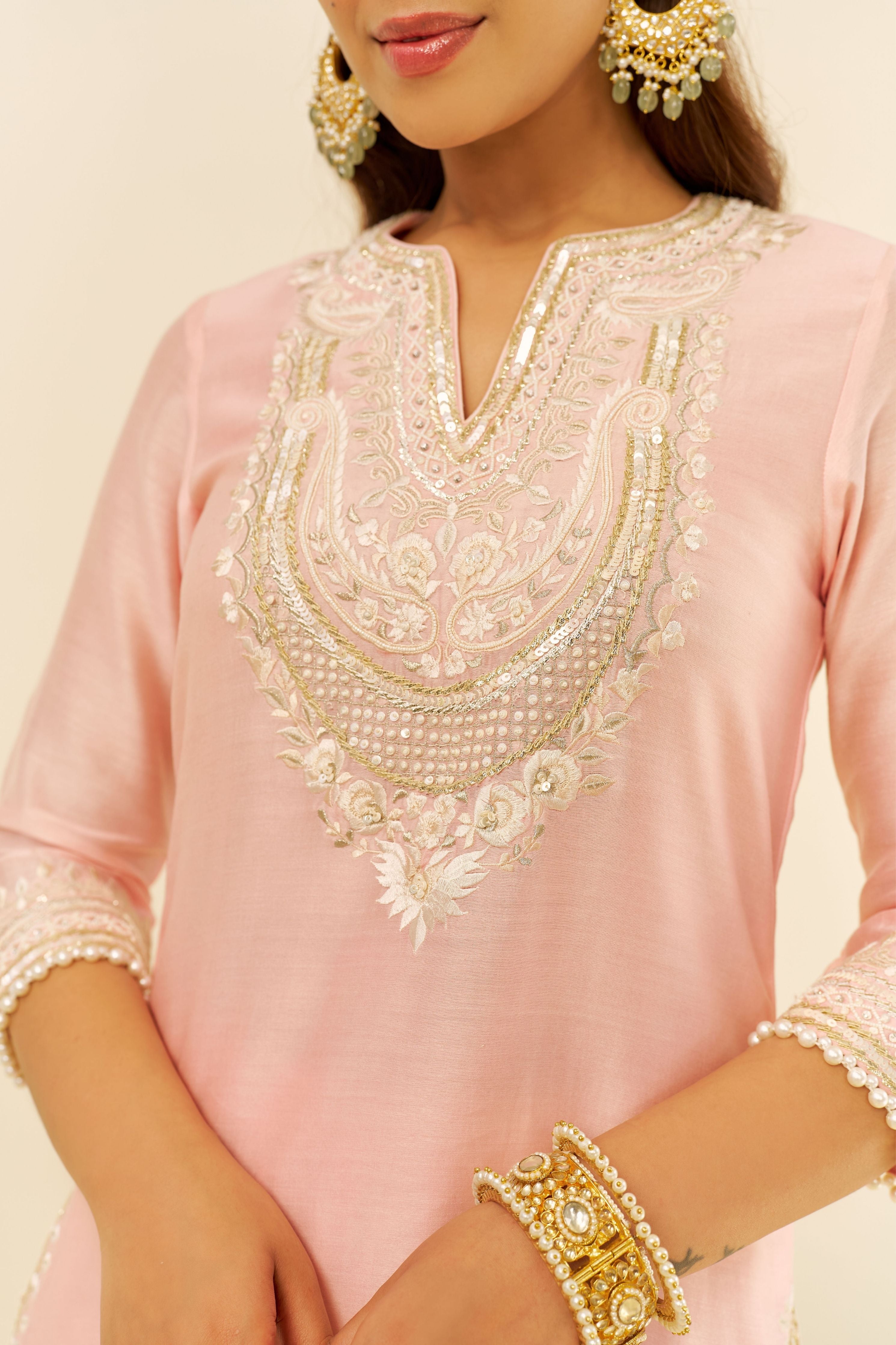 Sara Short Pink Kurta Set With Dupatta