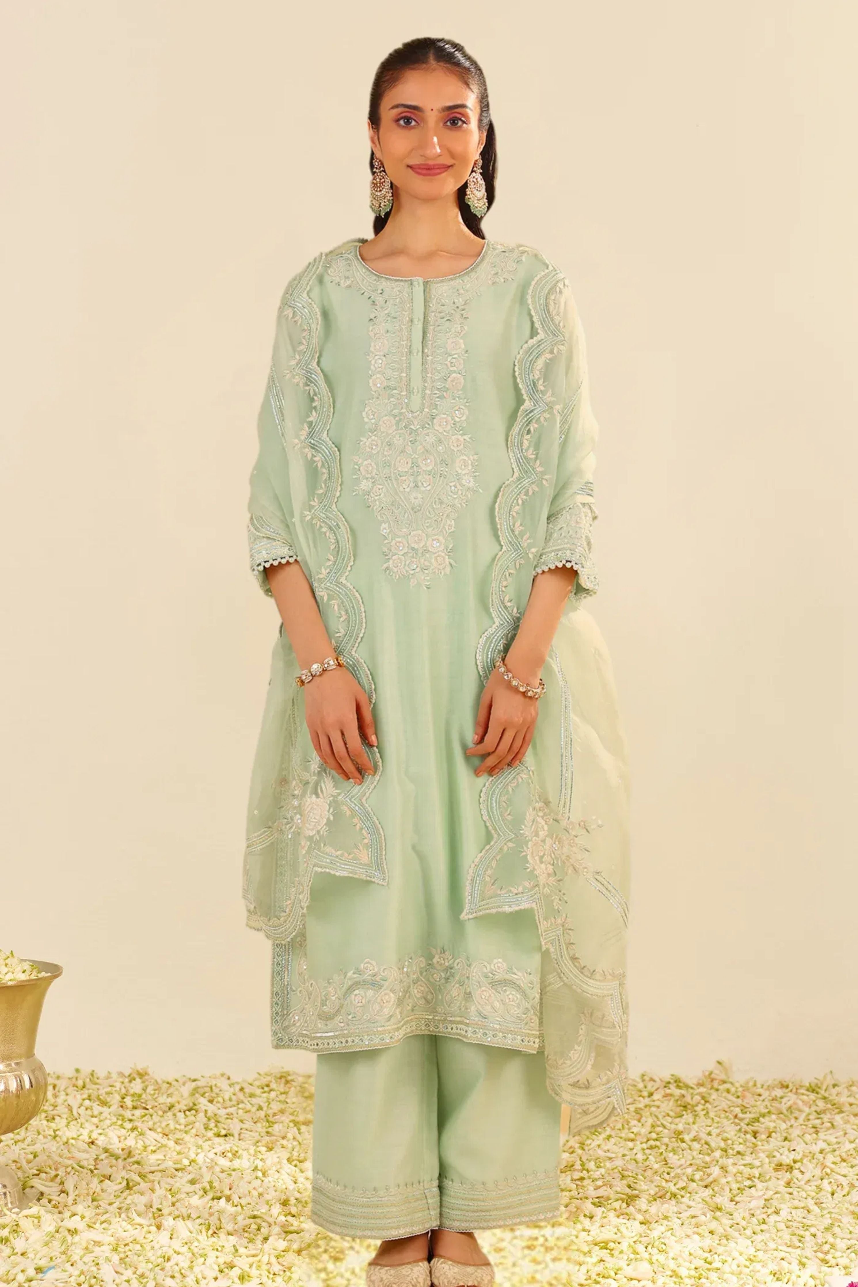 Sereen A-Line Mint Green Kurta Set