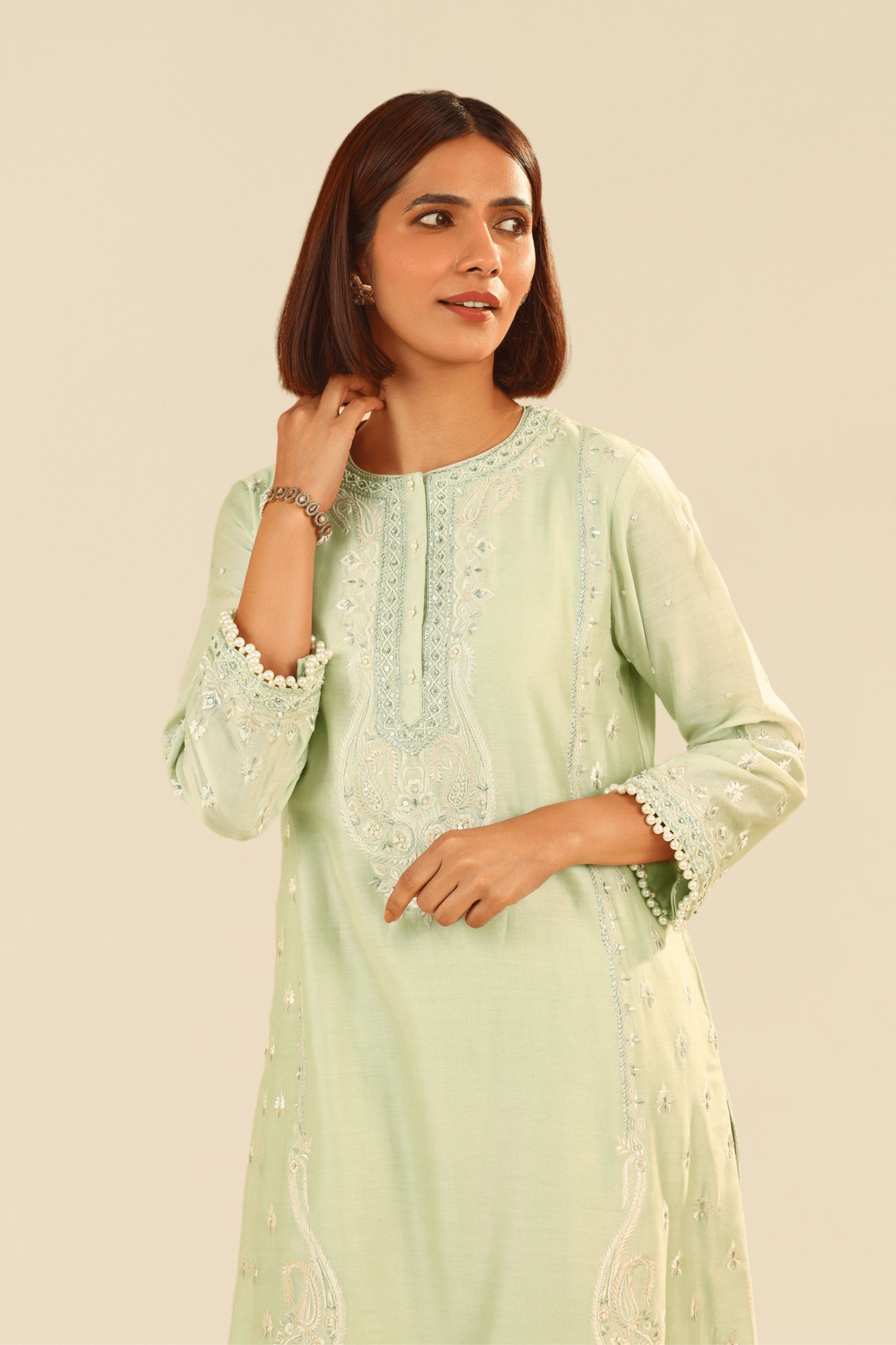 Zahra Short Green Kurta Set