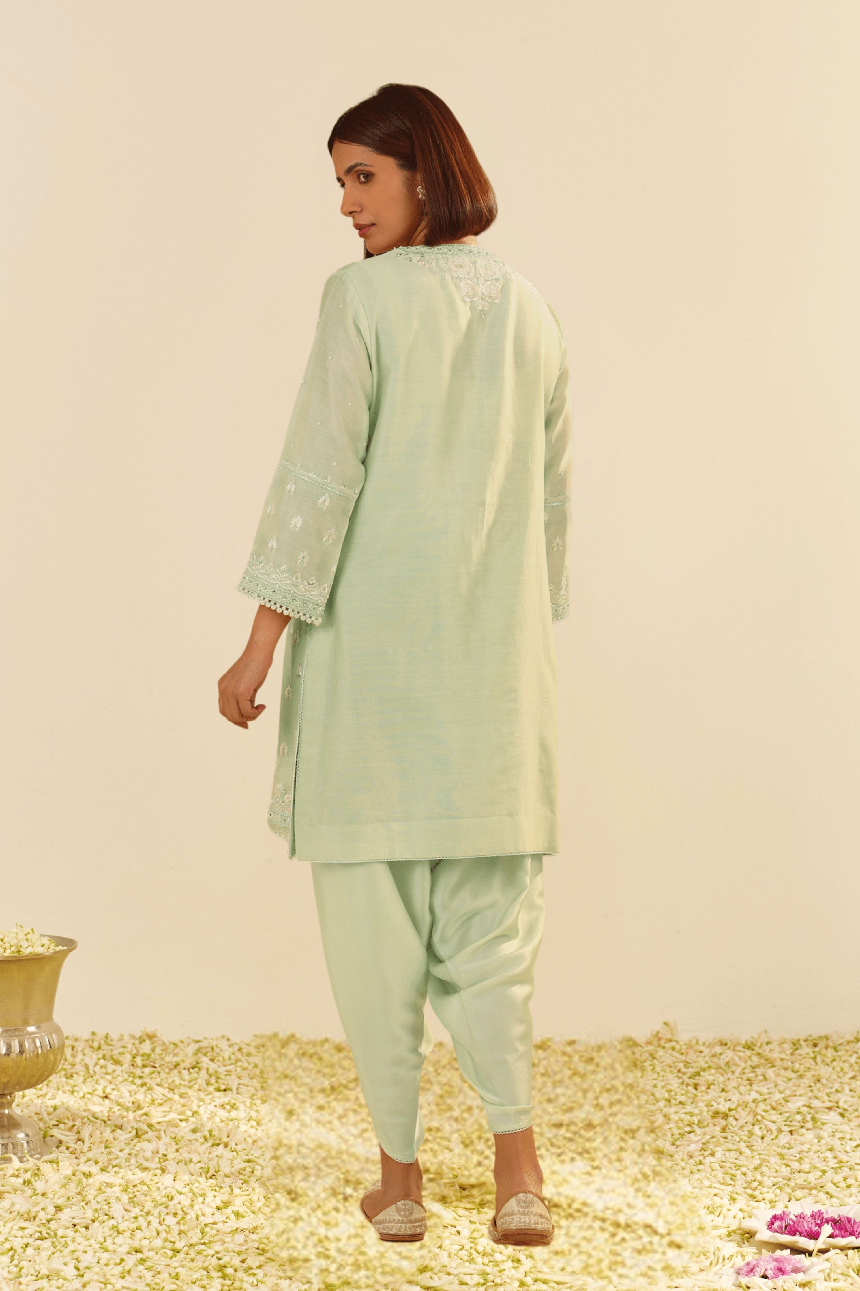 Zahra Short Green Kurta Set