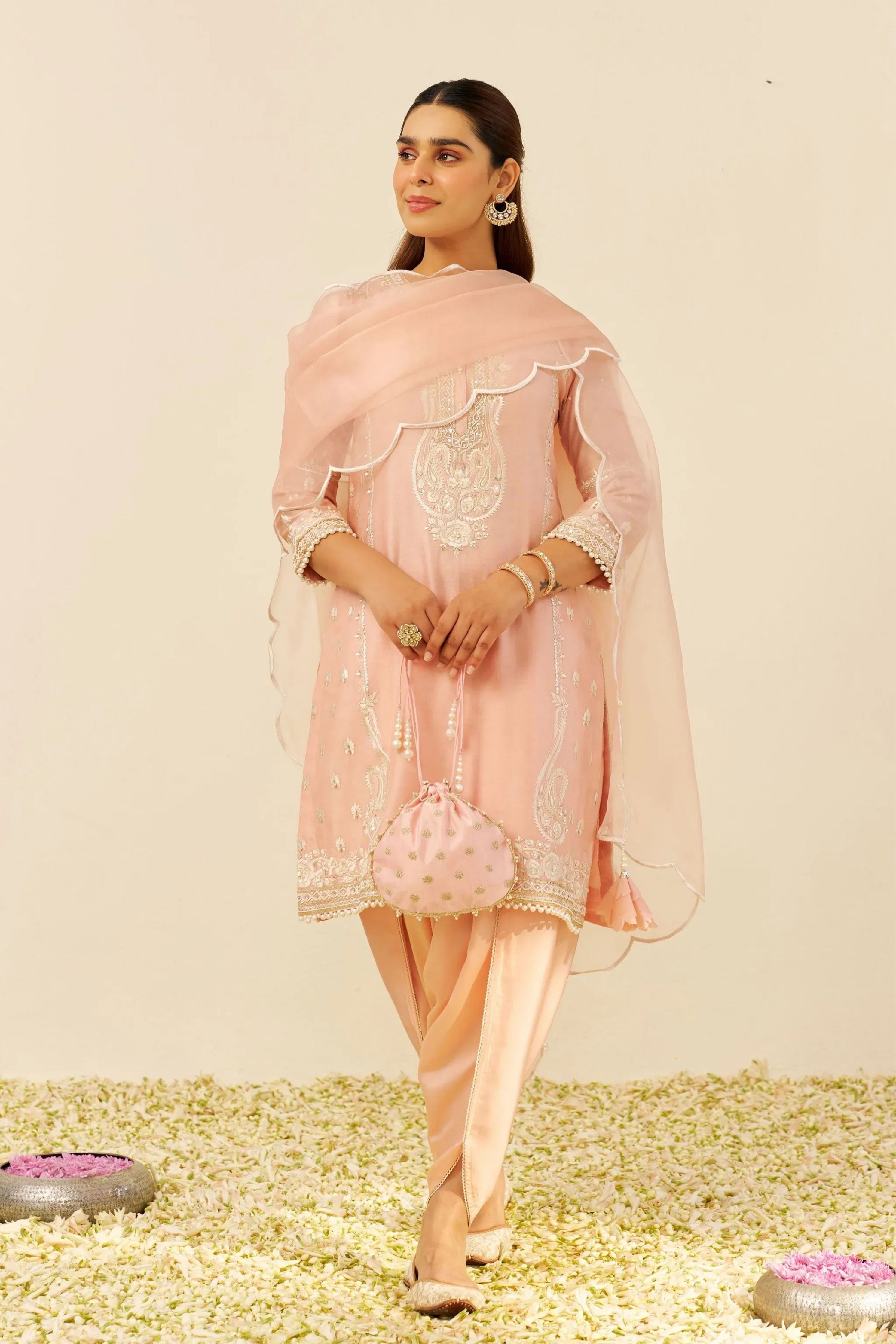 Zahra Short Off Rose Kurta Set