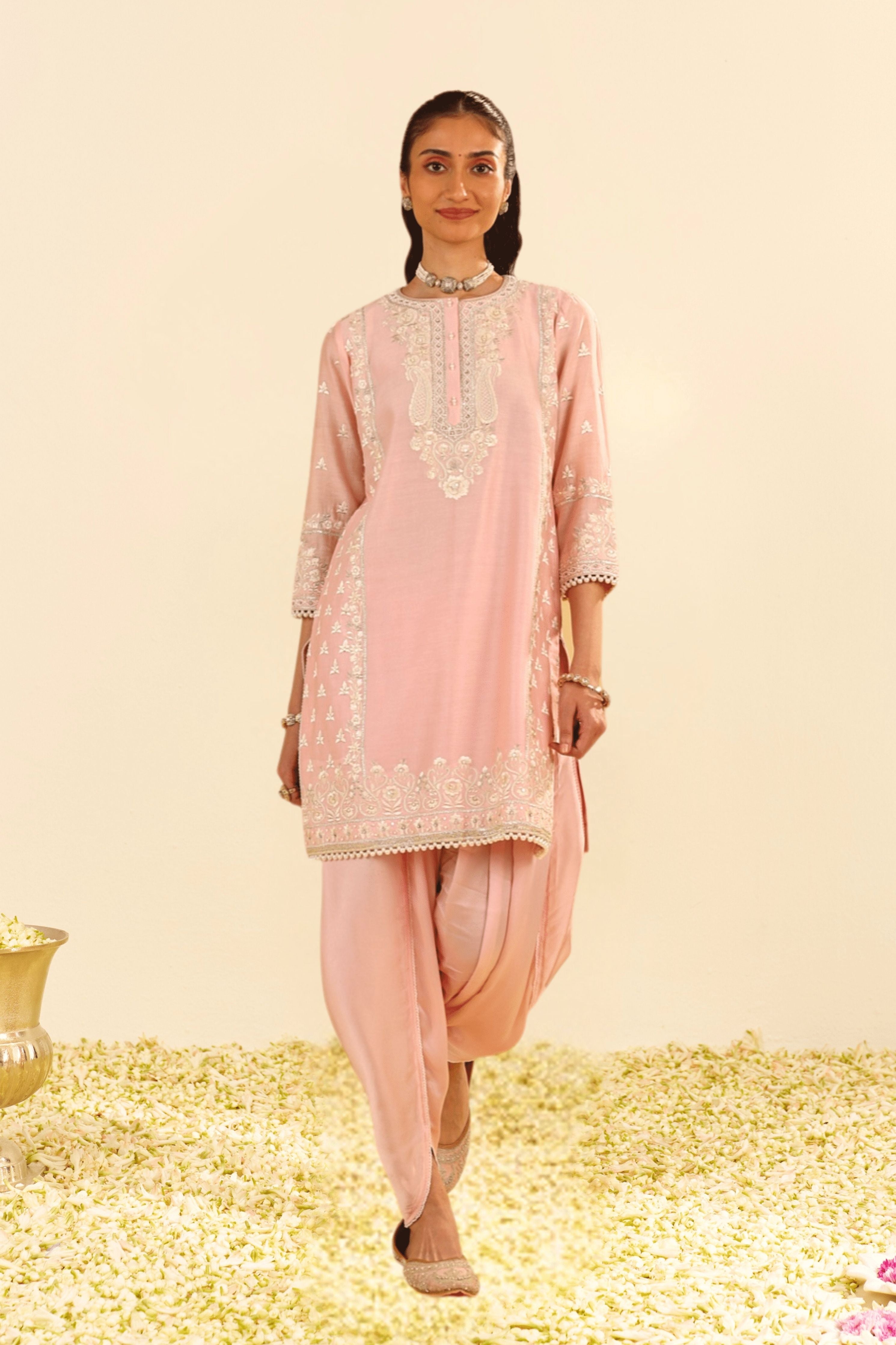 Zaisha Short Pink Kurta Set