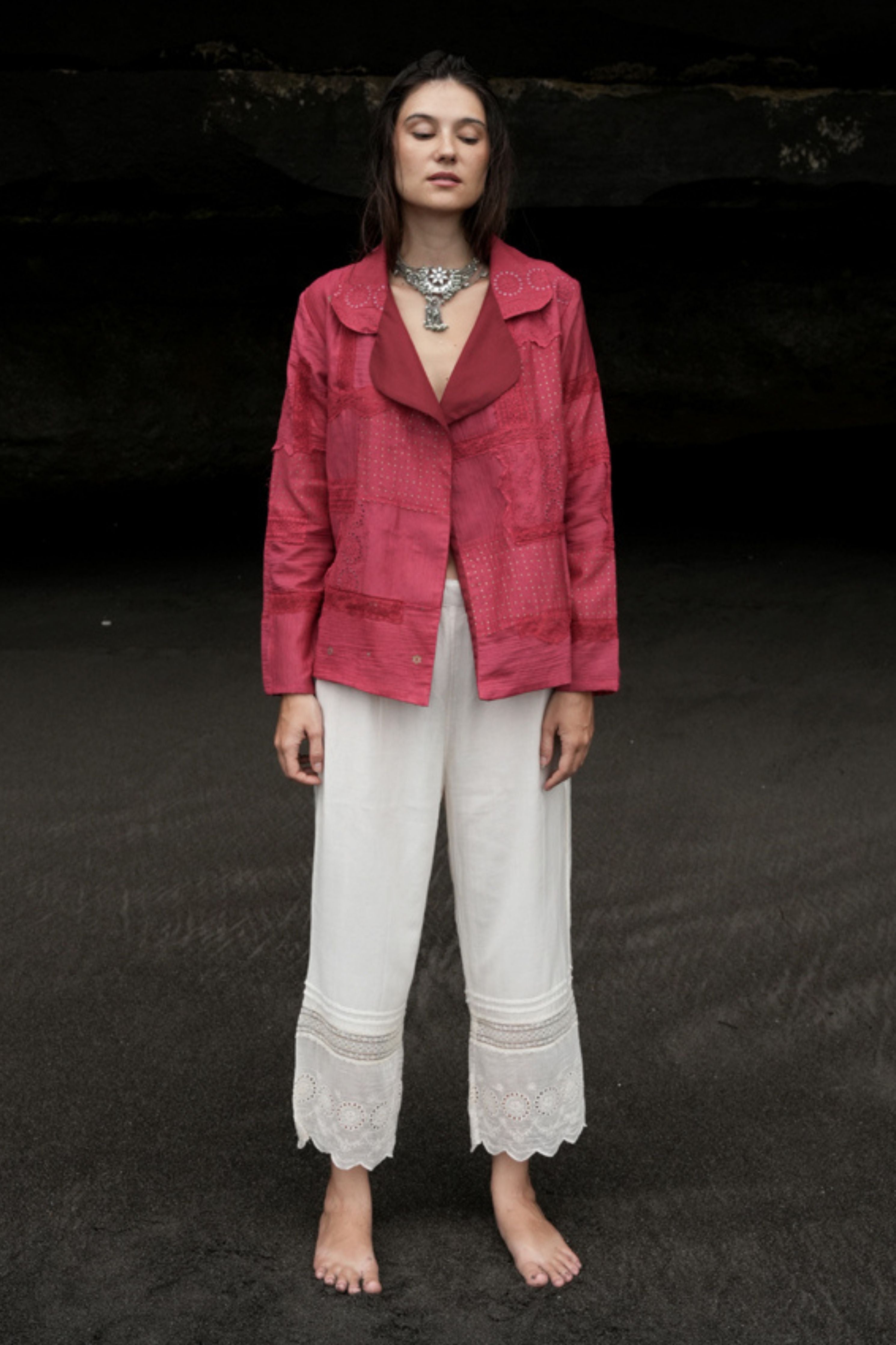 Red Rose Patchwork Recycled Jacket