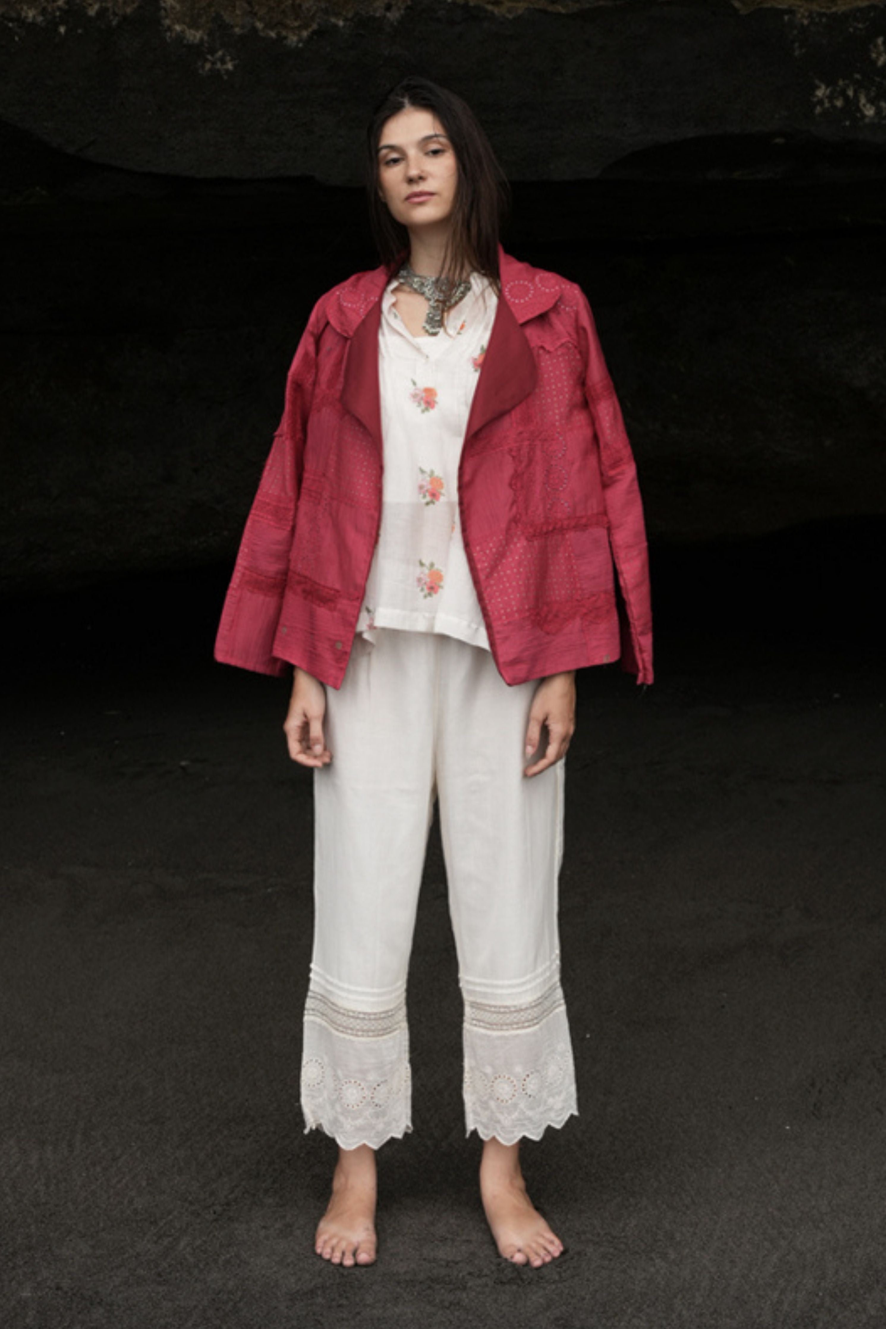 Red Rose Patchwork Recycled Jacket