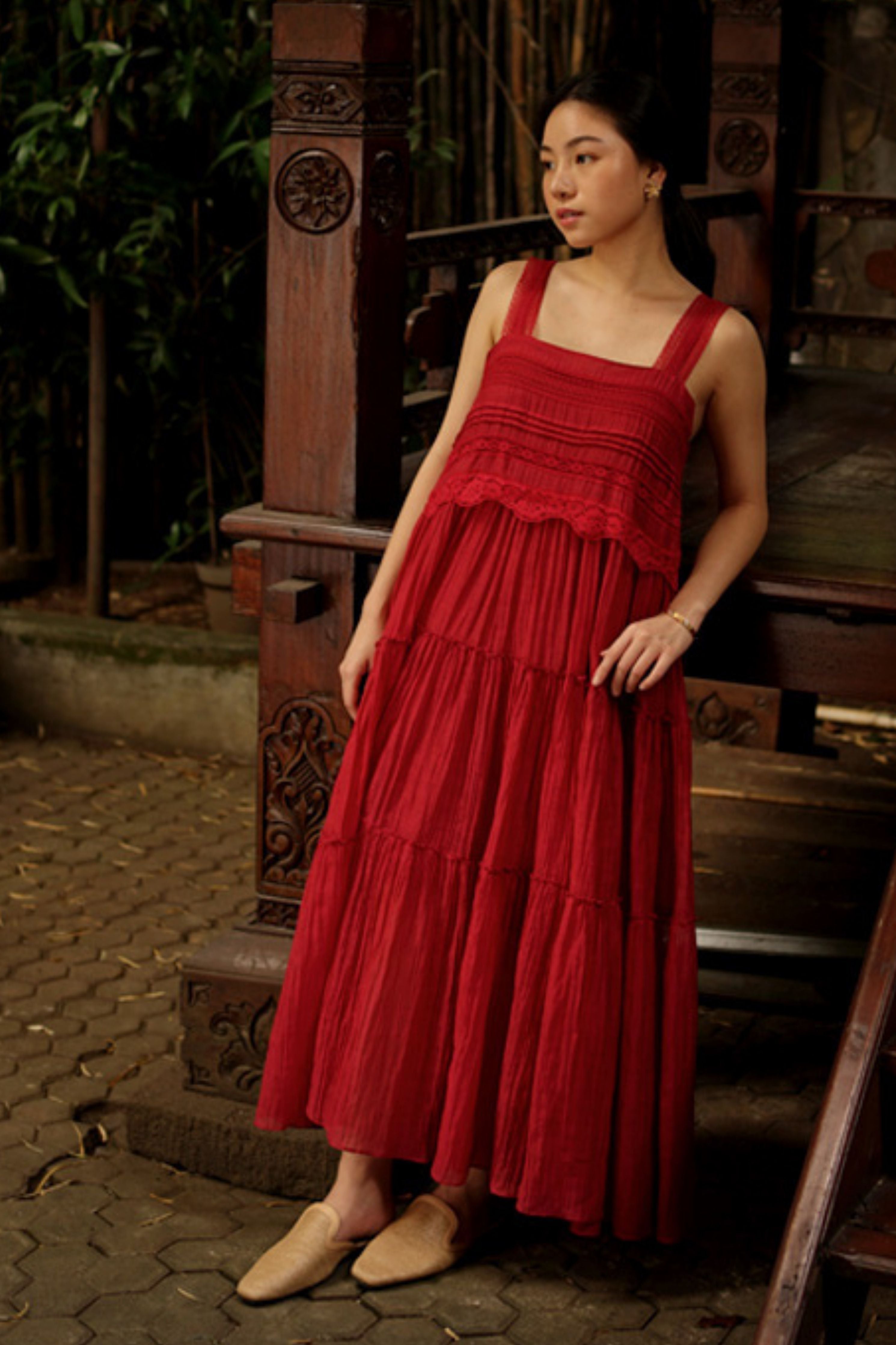 Red Sasa Lace Dress