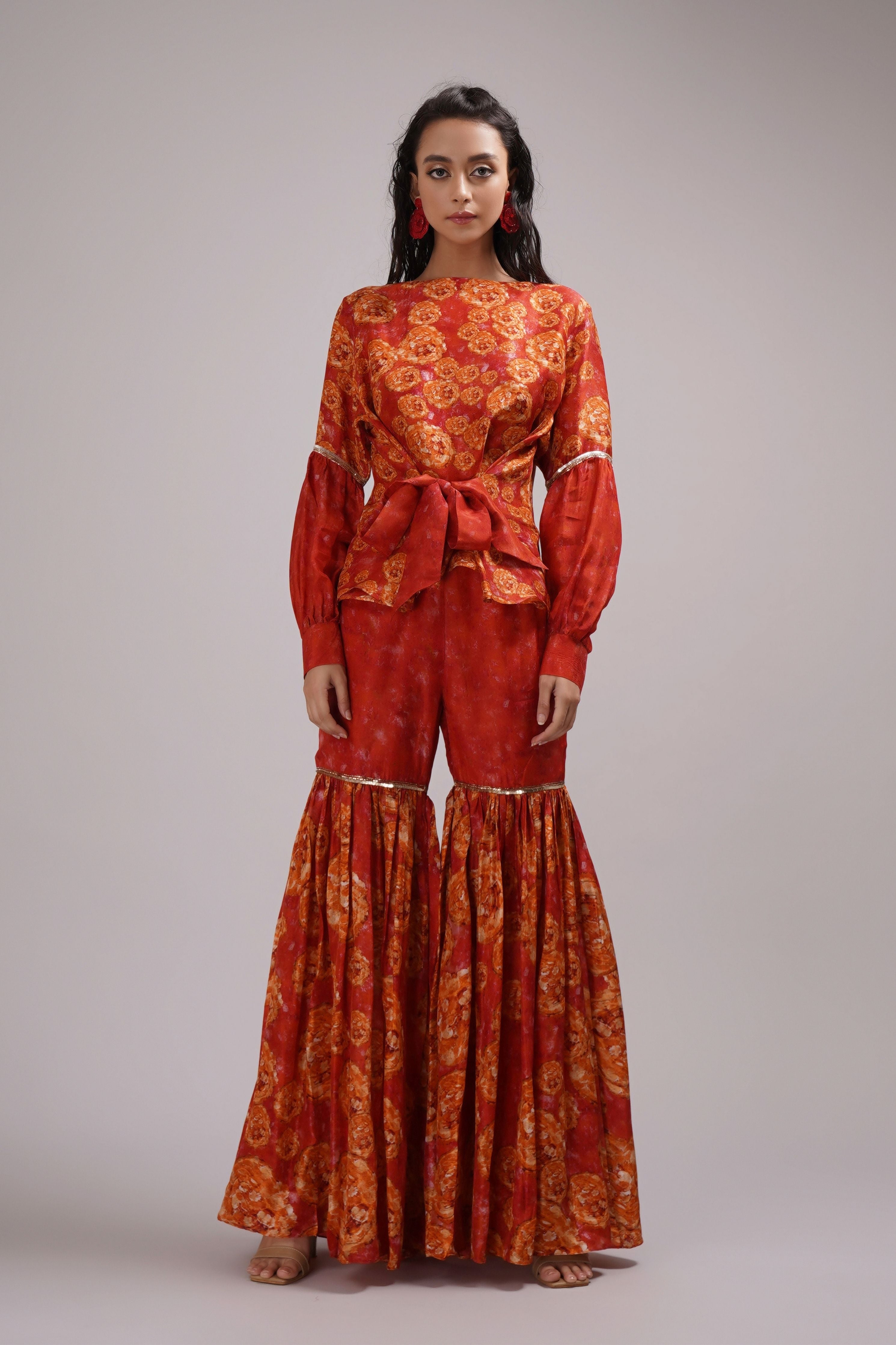 Cinnamon Sharara Set