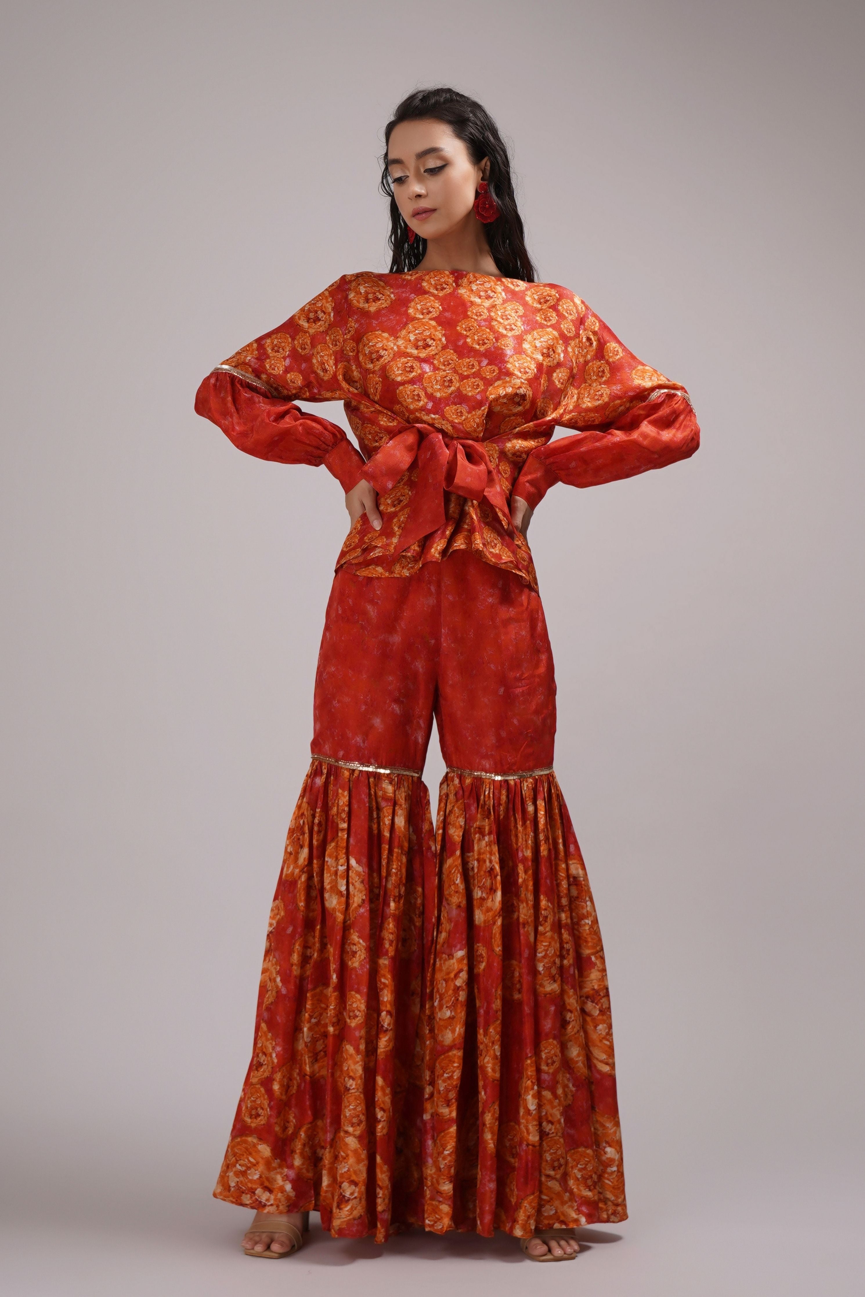 Cinnamon Sharara Set