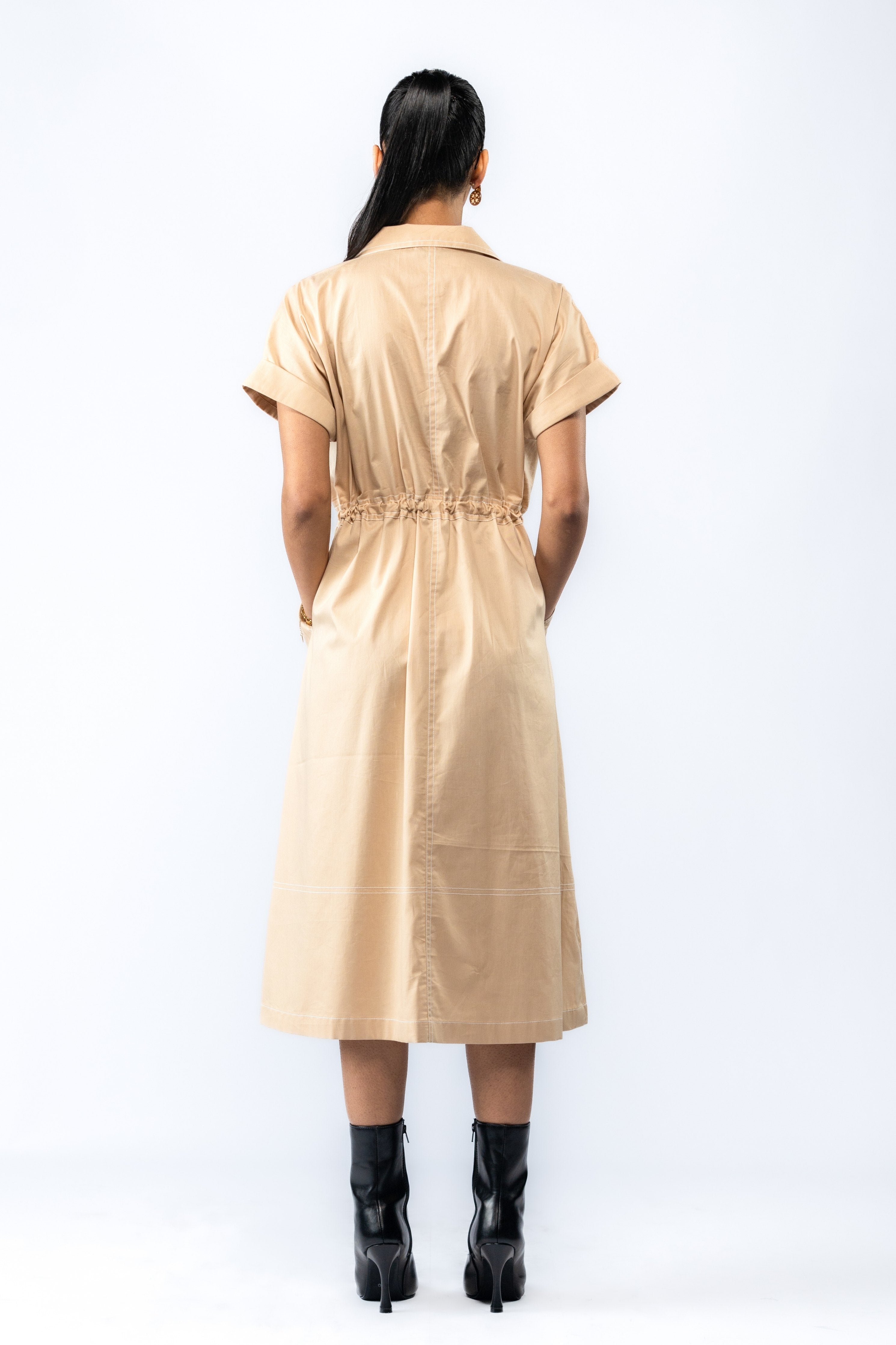 Beige Zipper Dress