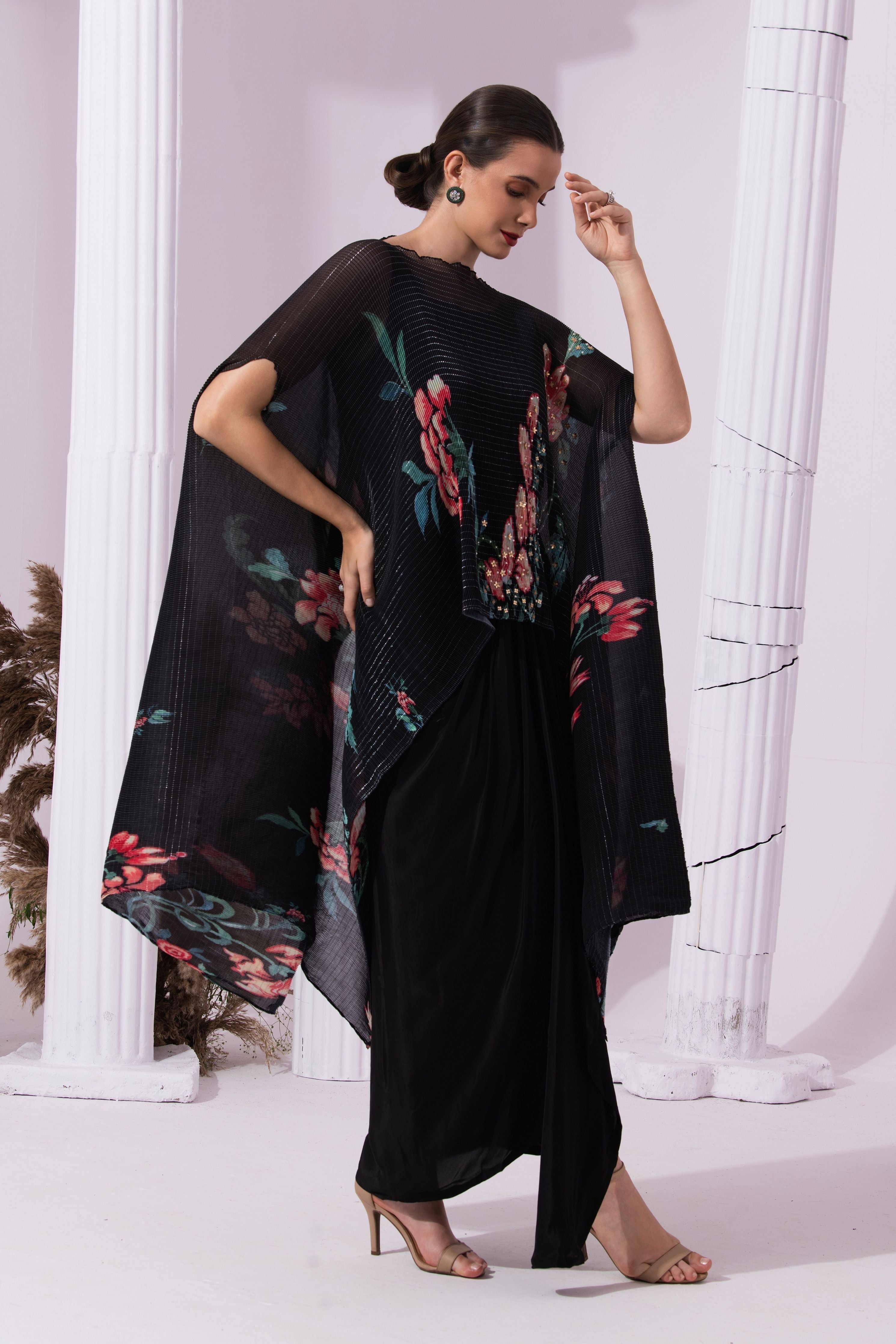 Wildflower Muse Jet Black Kaftan & Dhoti