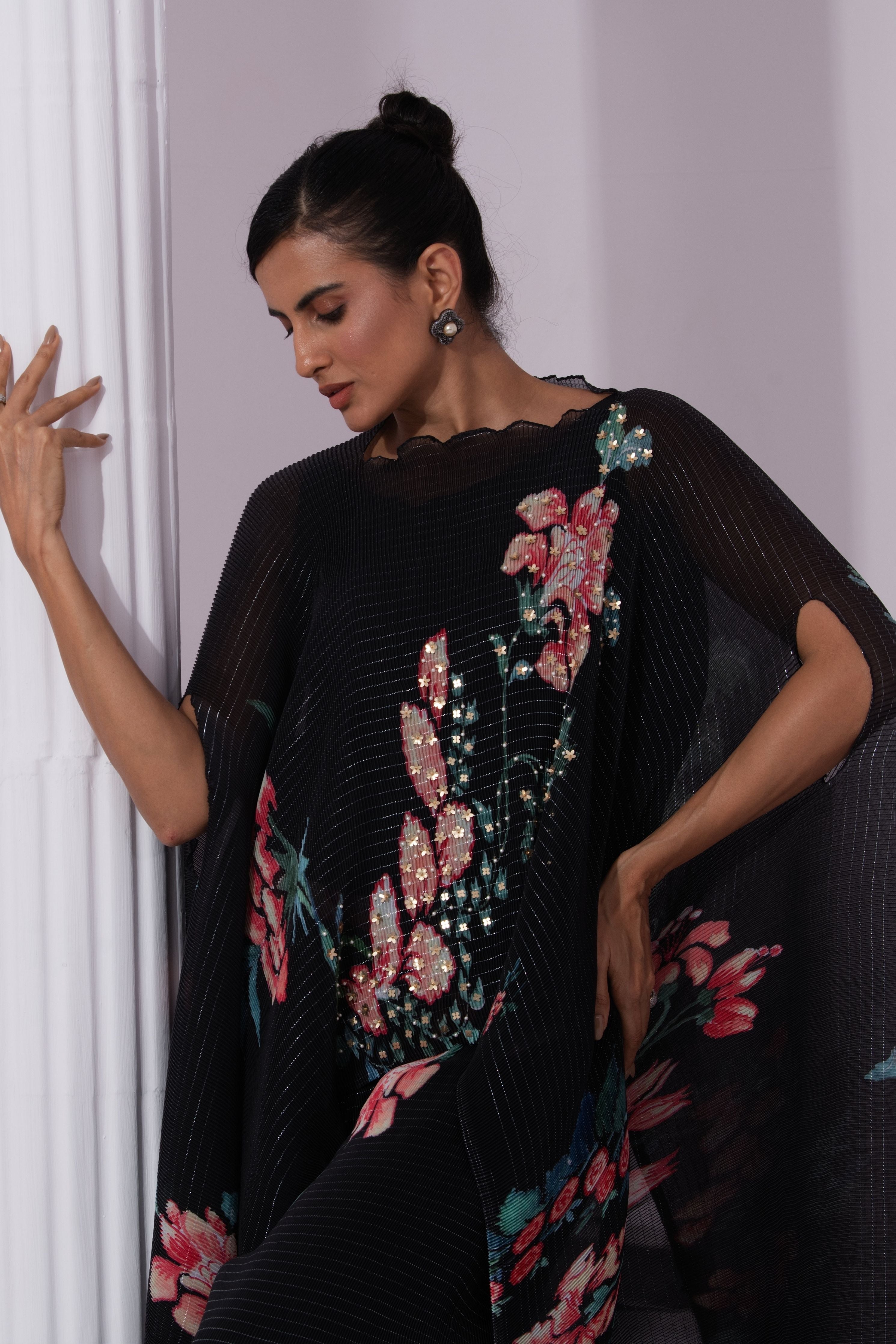 Wildflower Muse Jet Black Kaftan & Pant Set