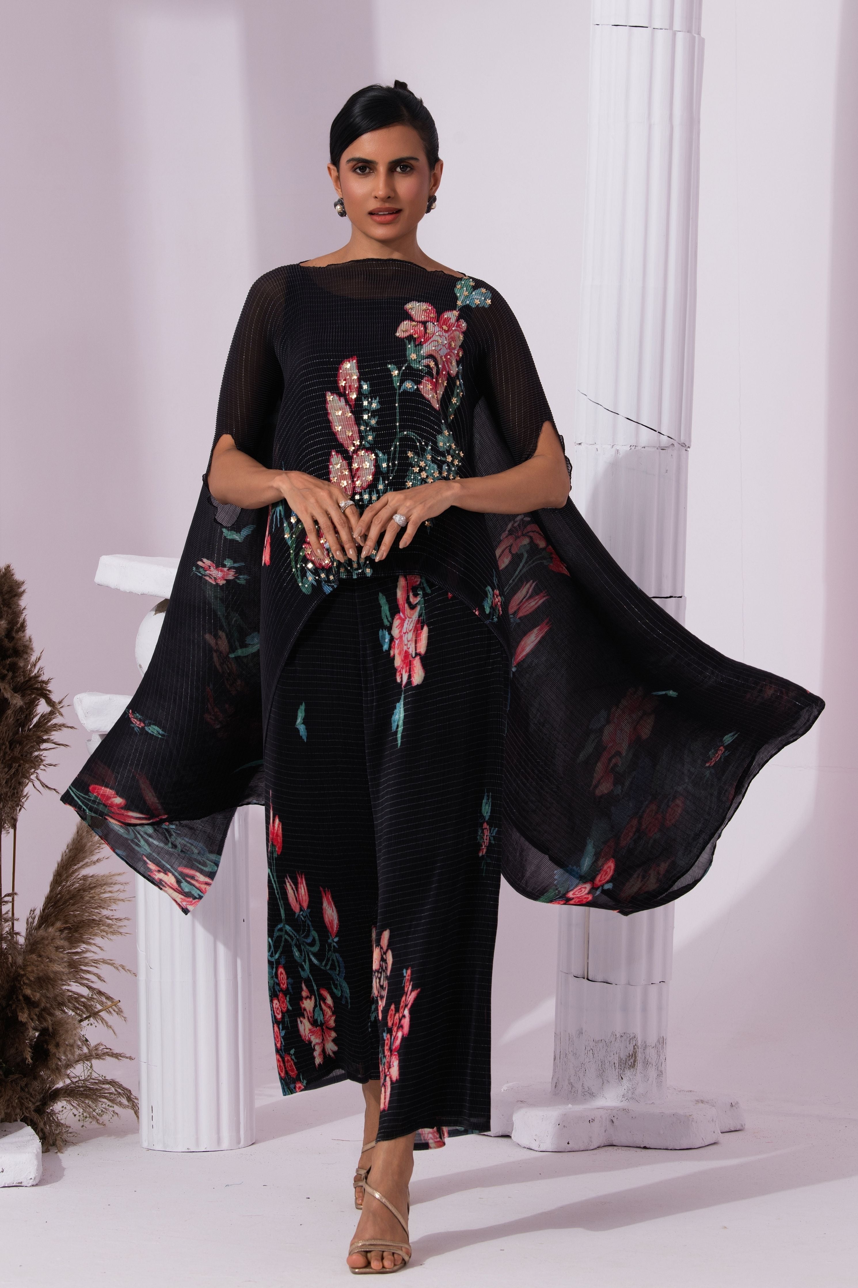 Wildflower Muse Jet Black Kaftan & Pant Set