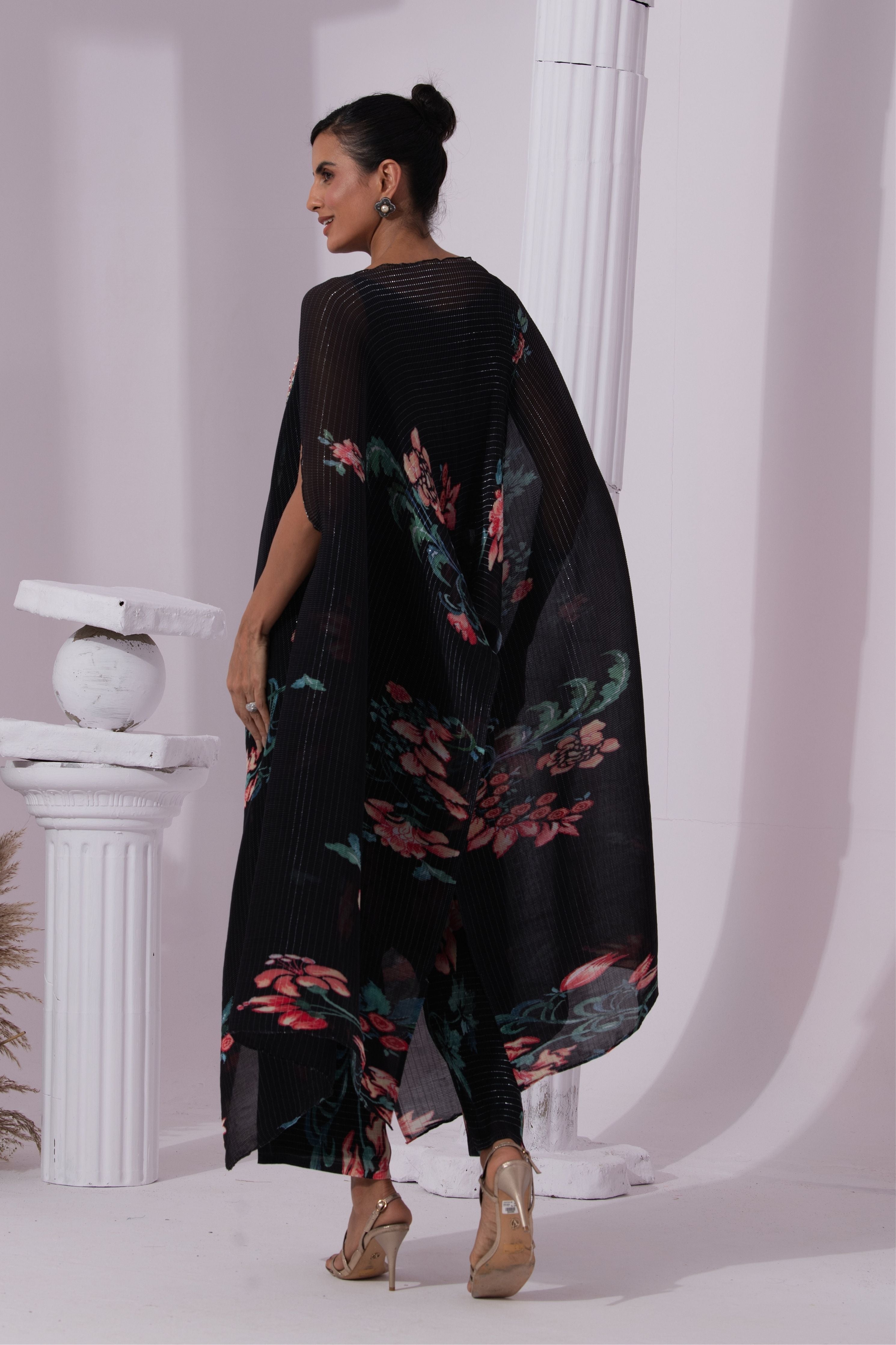 Wildflower Muse Jet Black Kaftan & Pant Set