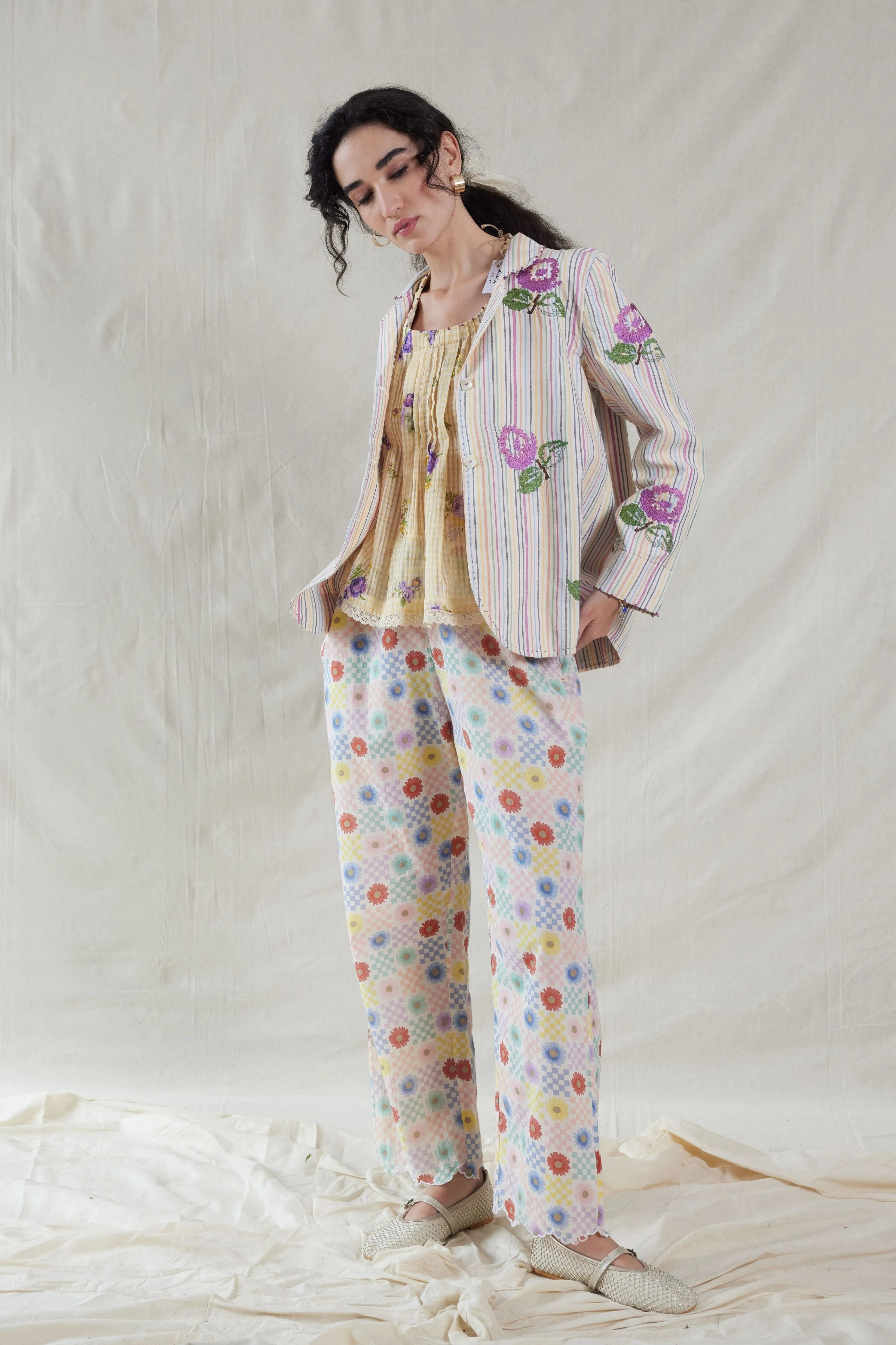 White Hand Woven Cotton Silk Jacket