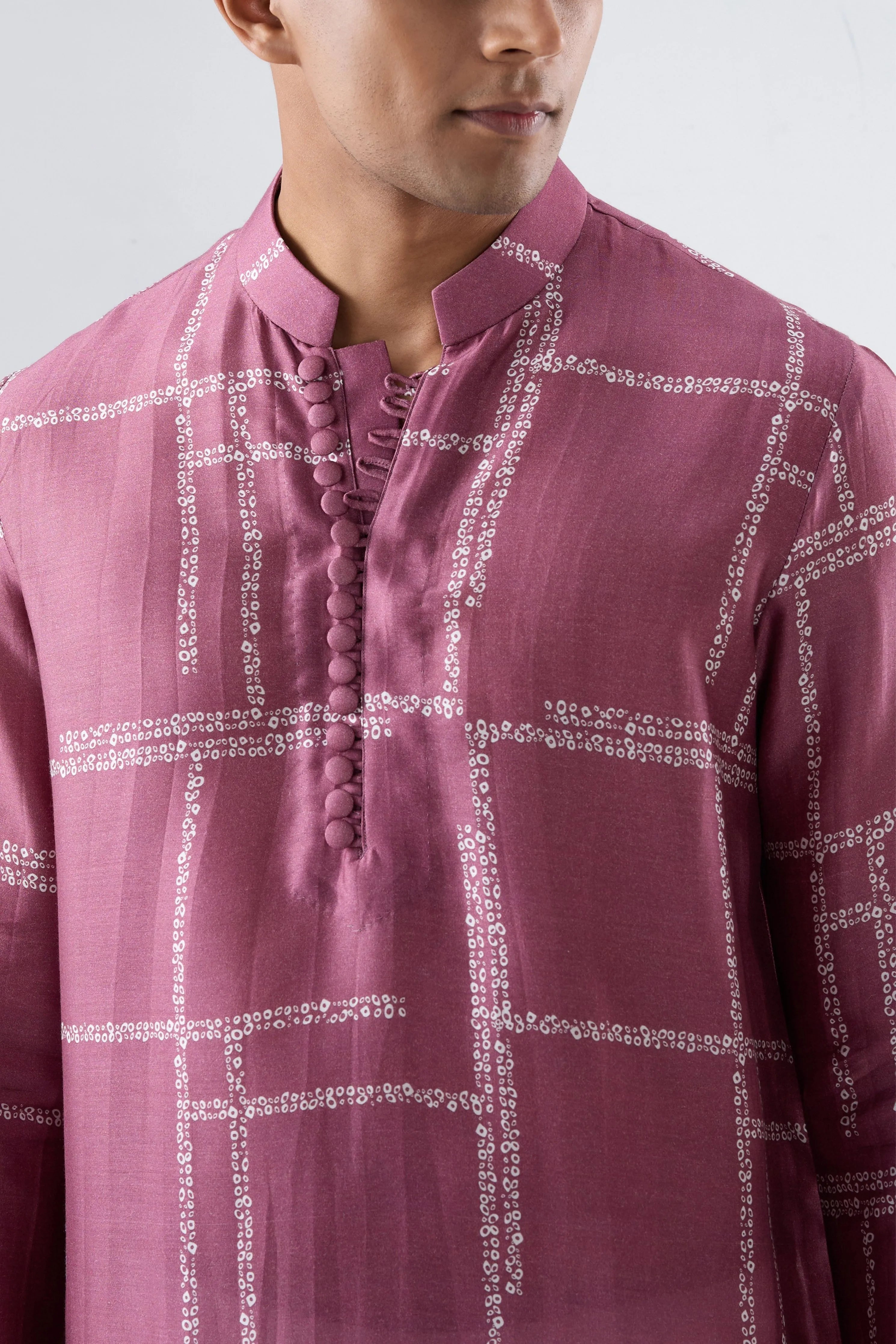 Burgundy Geometric Bandhani kurta