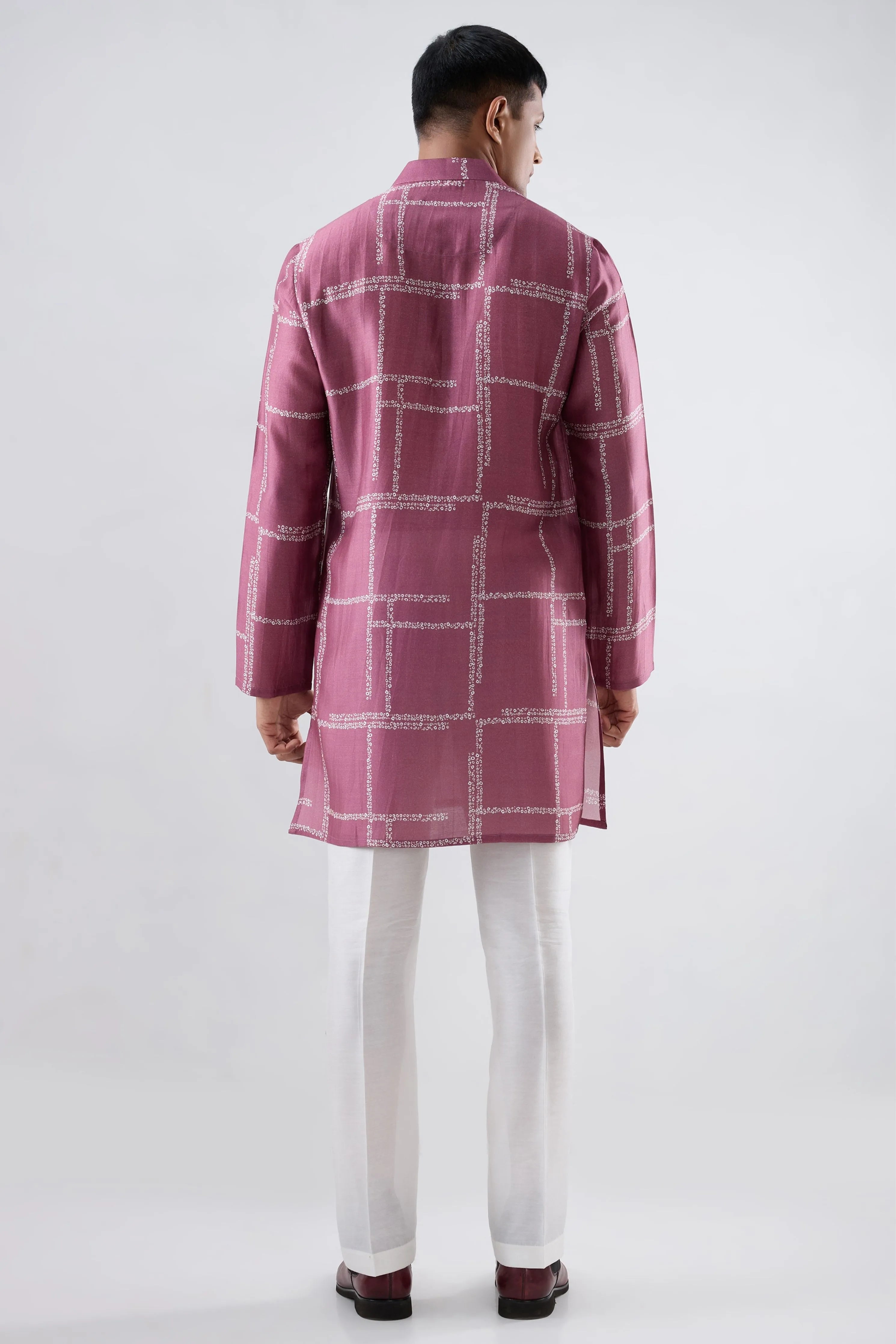 Burgundy Geometric Bandhani kurta