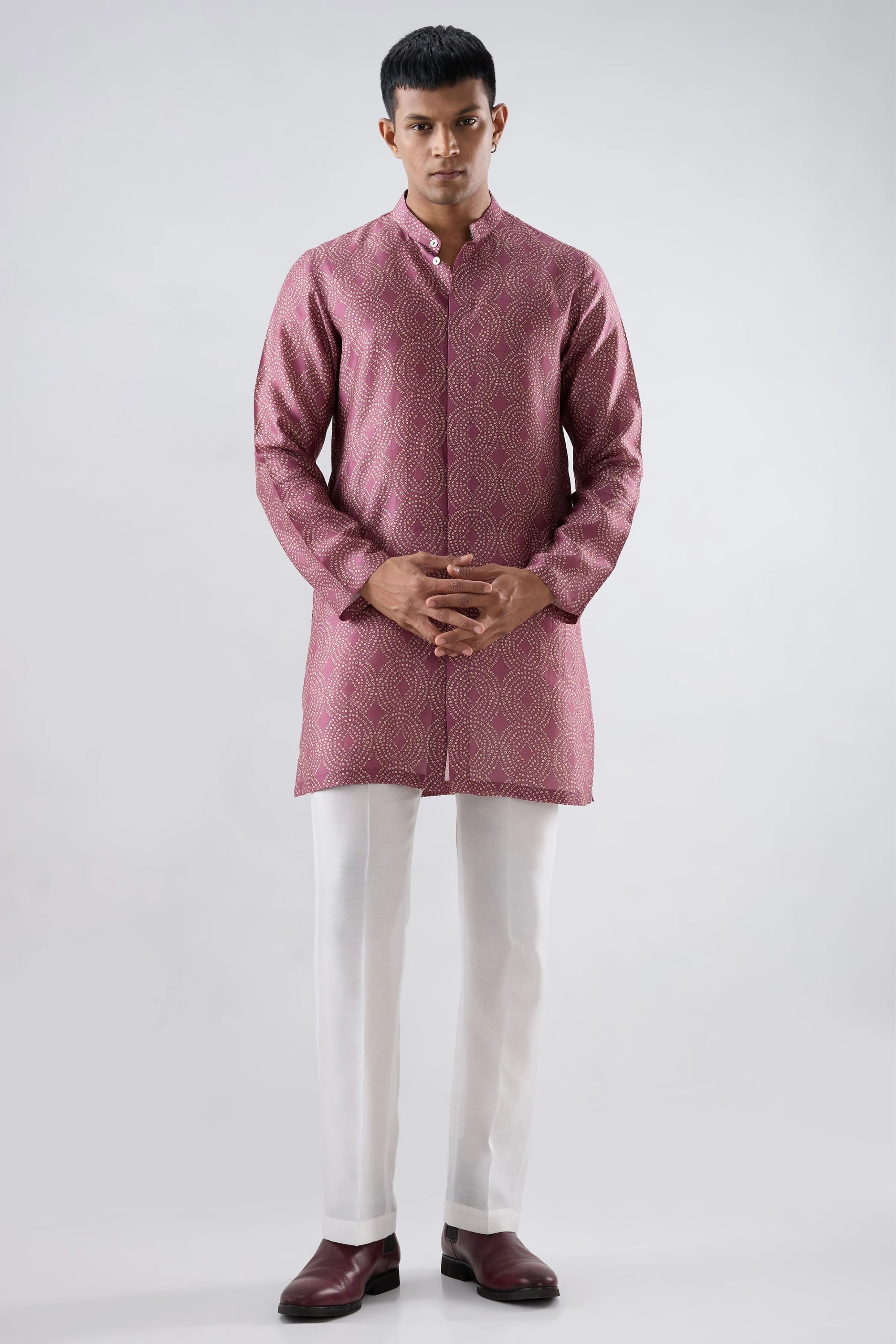 Burgundy Bandhani Kurta
