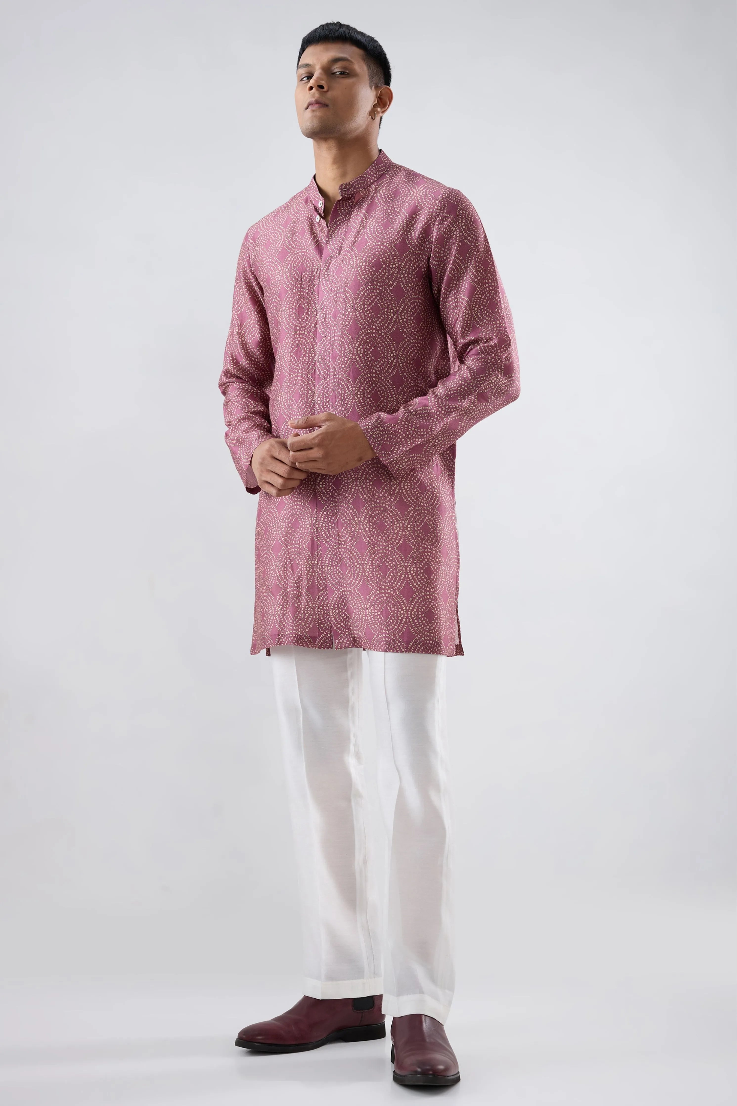 Burgundy Bandhani Kurta
