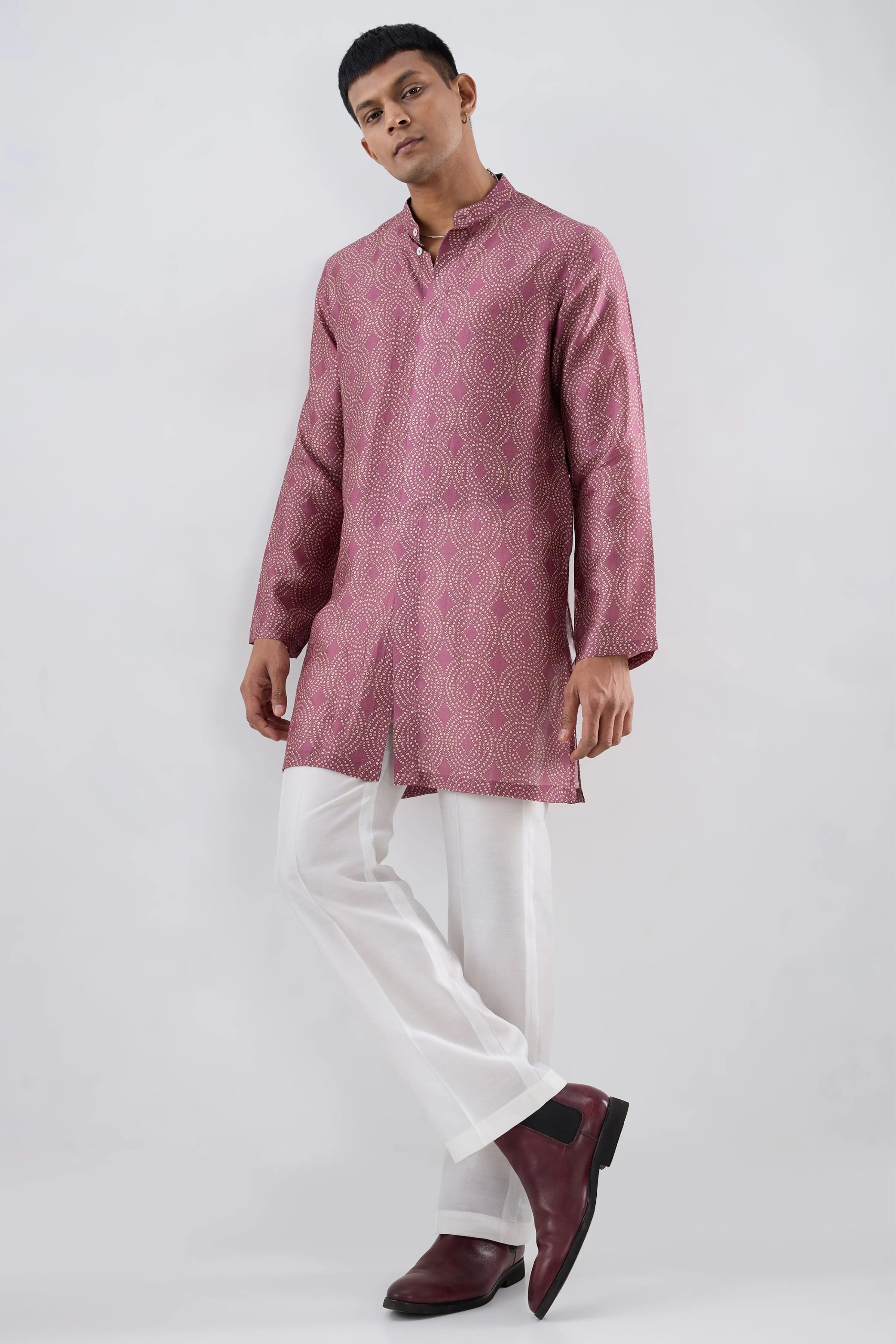 Burgundy Bandhani Kurta