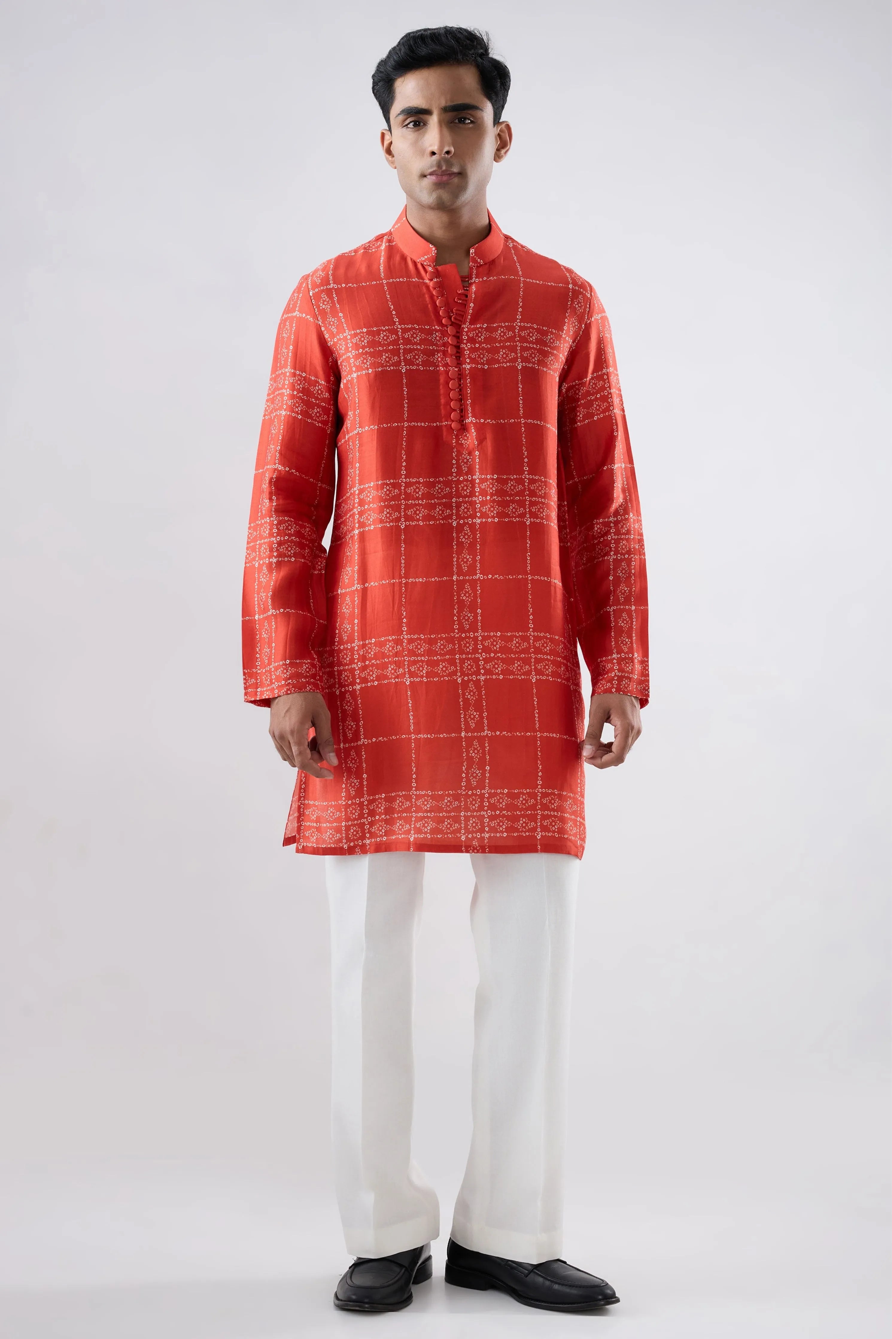 Orange Bandhani kurta