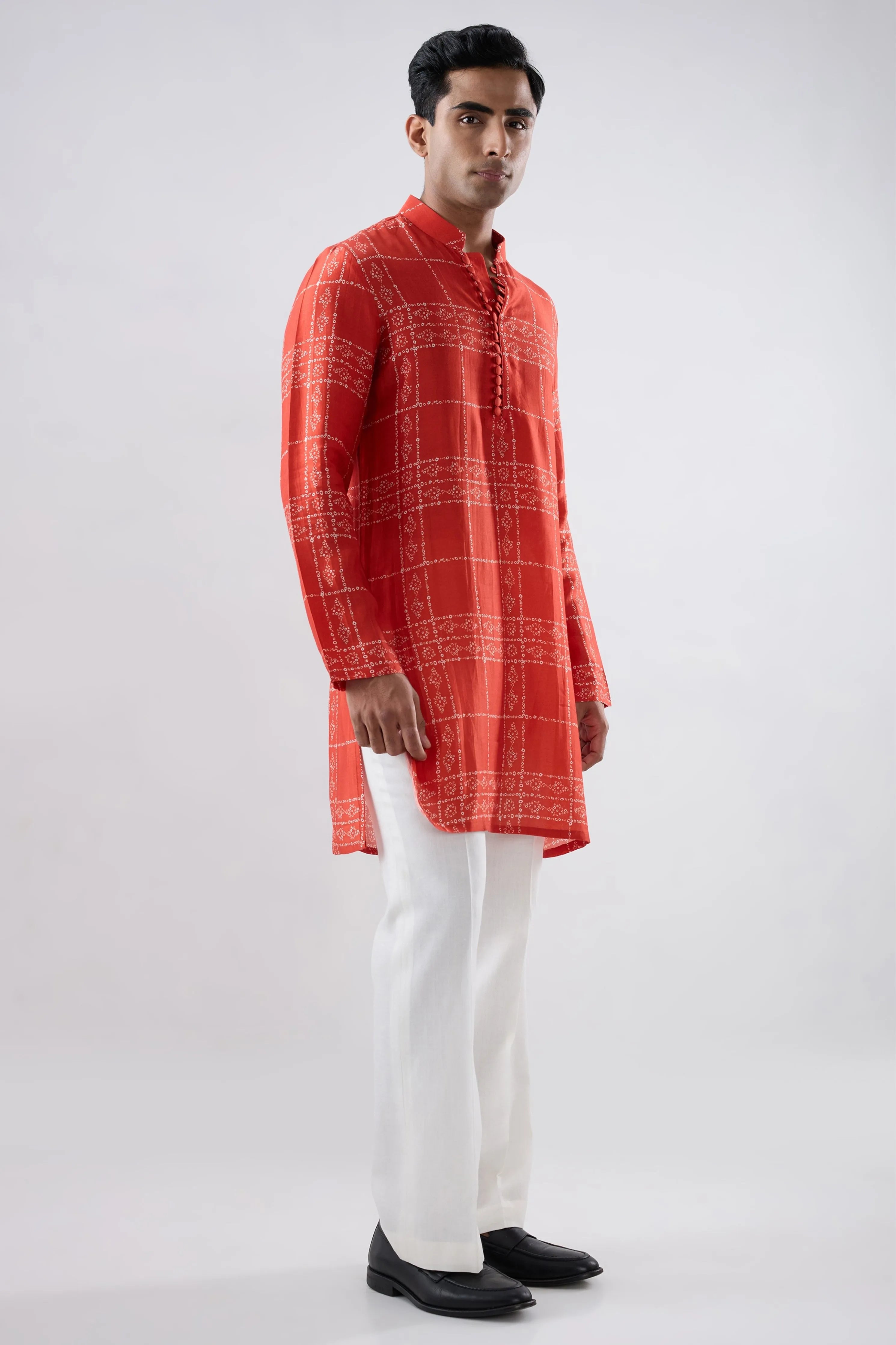 Orange Bandhani kurta
