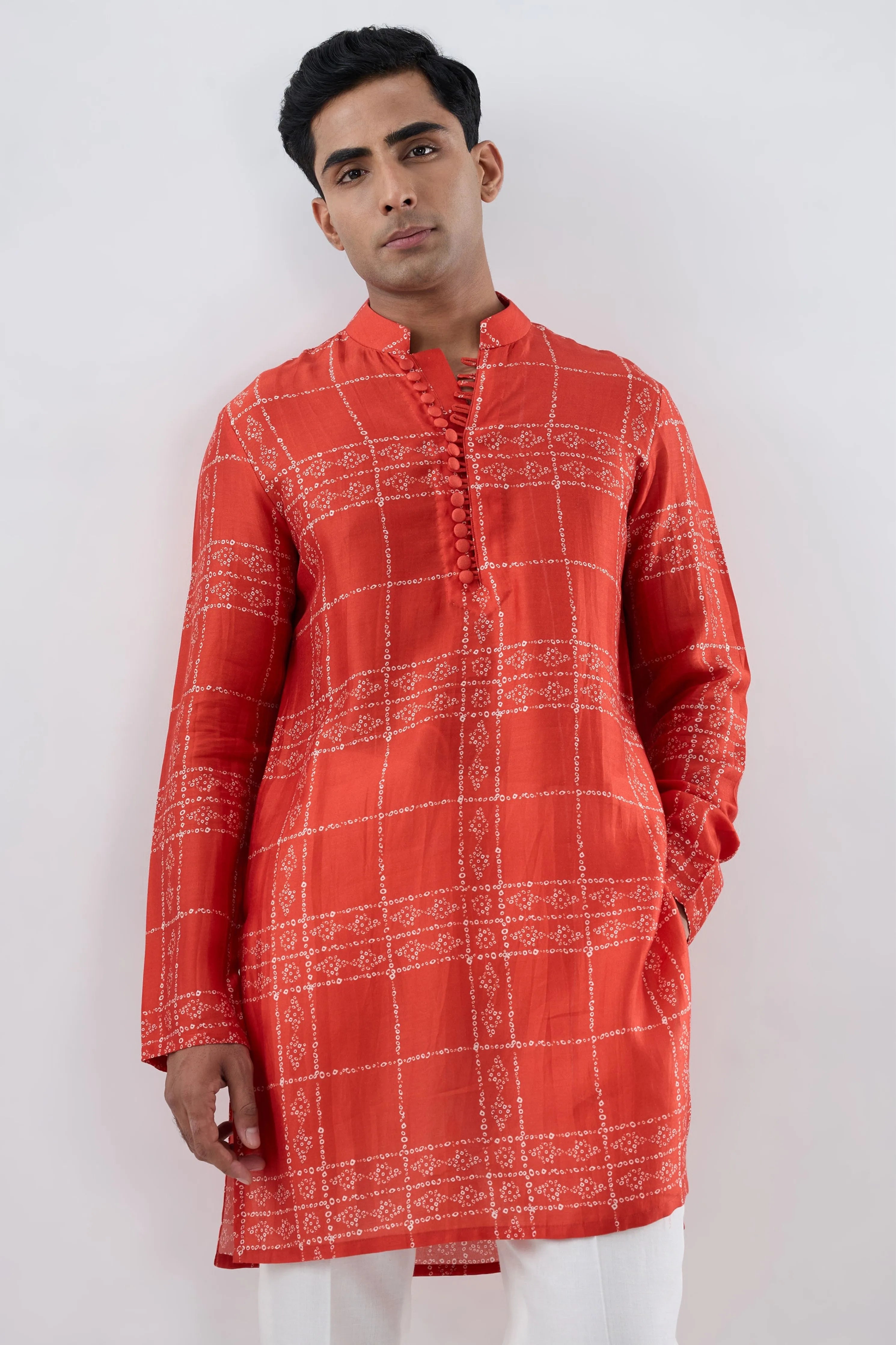 Orange Bandhani kurta