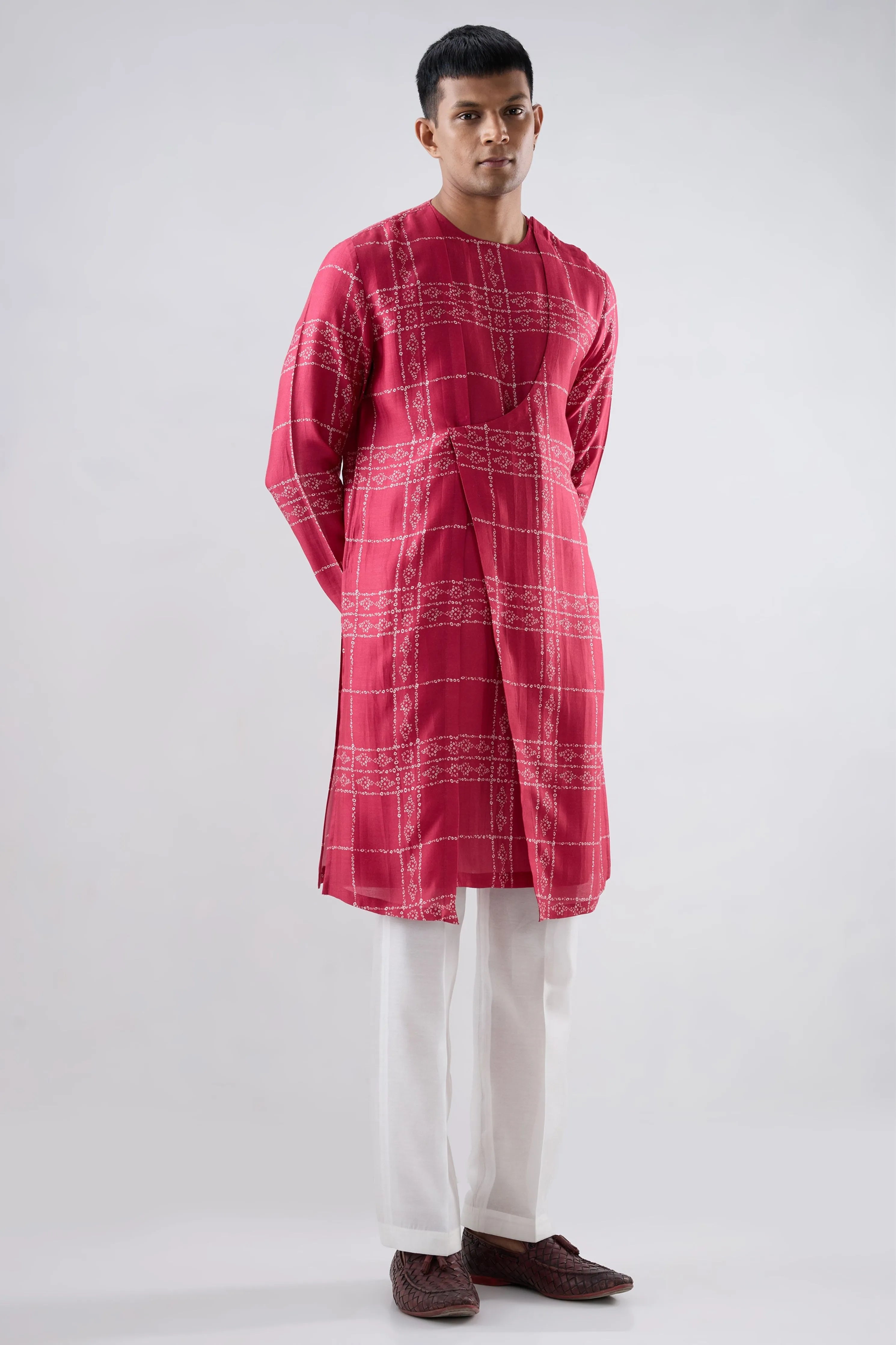 Pink Bandhani Kurta
