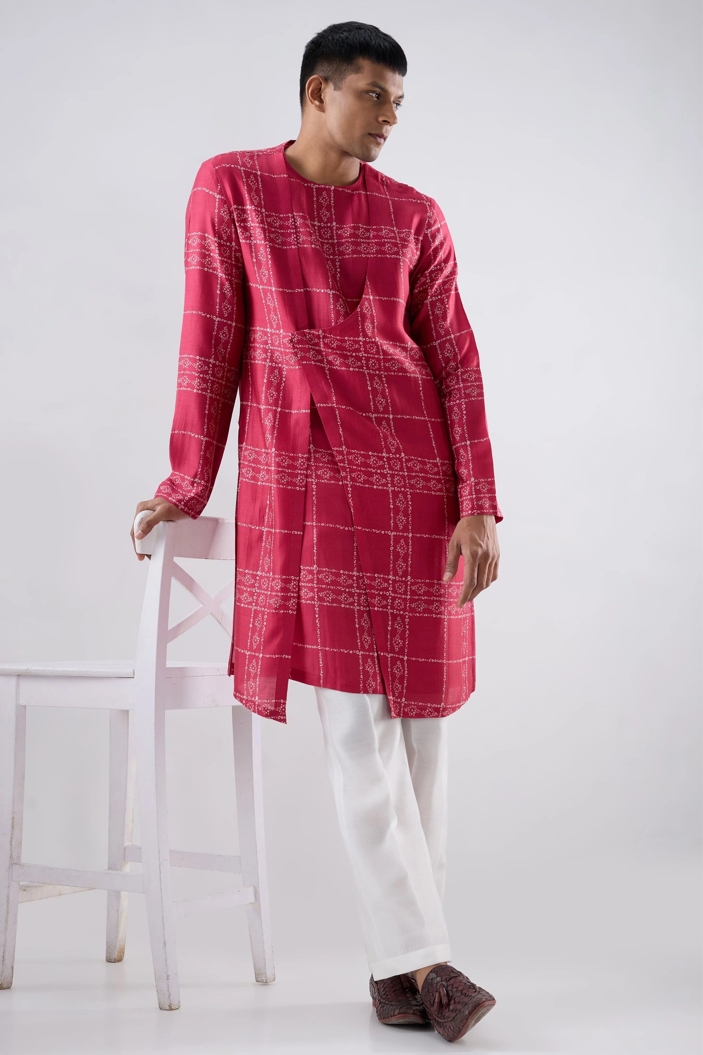 Pink Bandhani Kurta