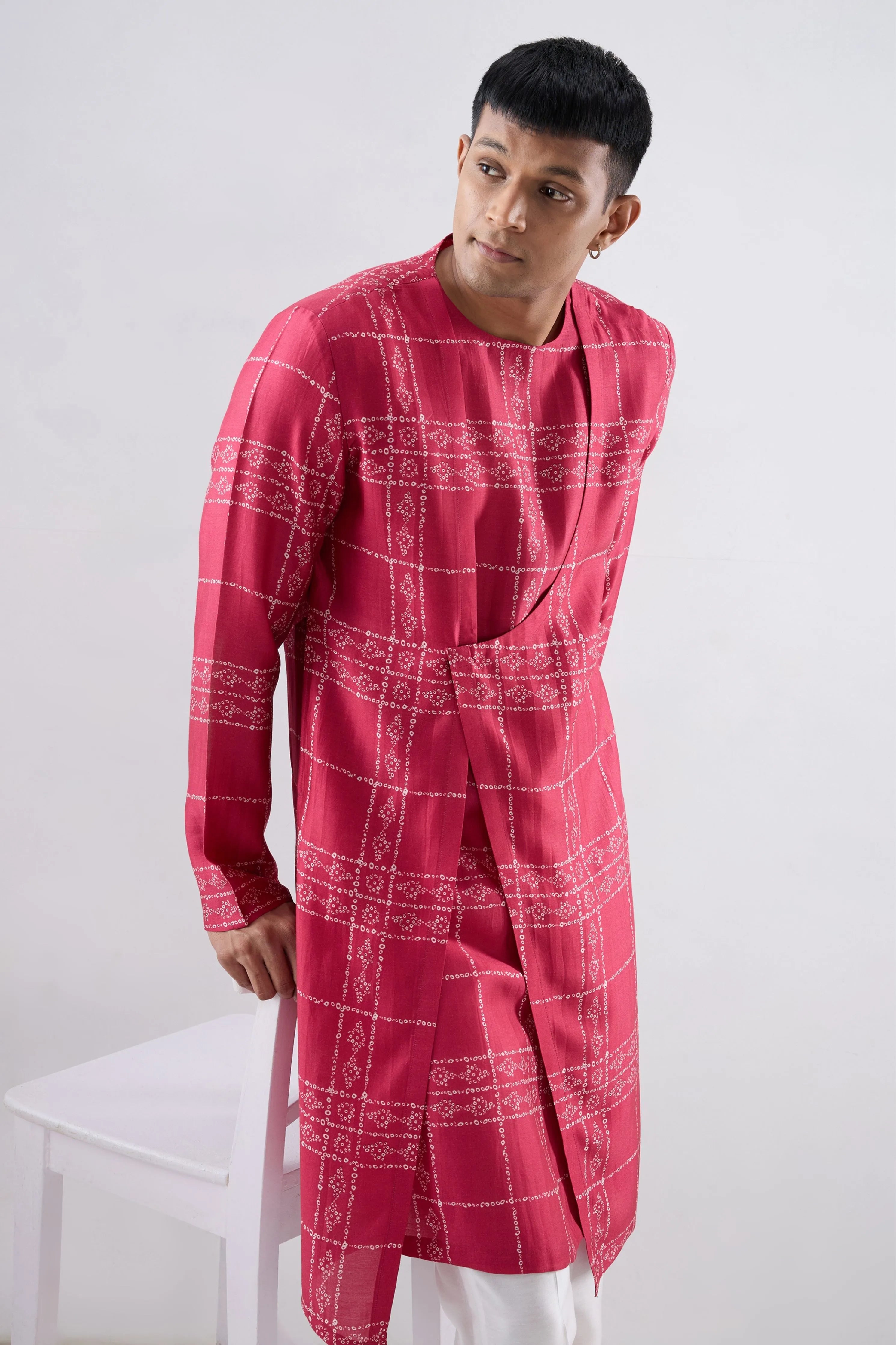 Pink Bandhani Kurta