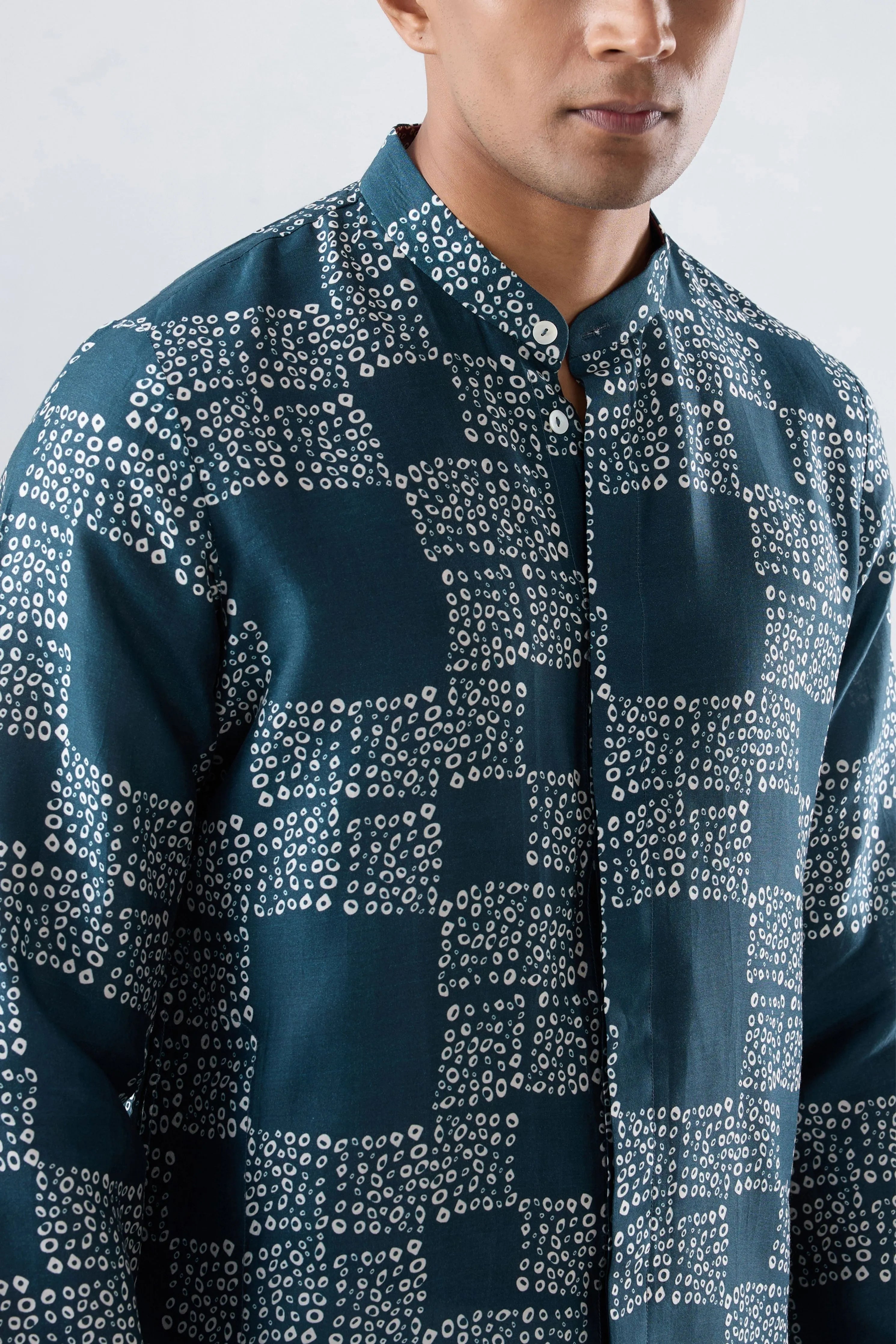Teal Bandhani kurta