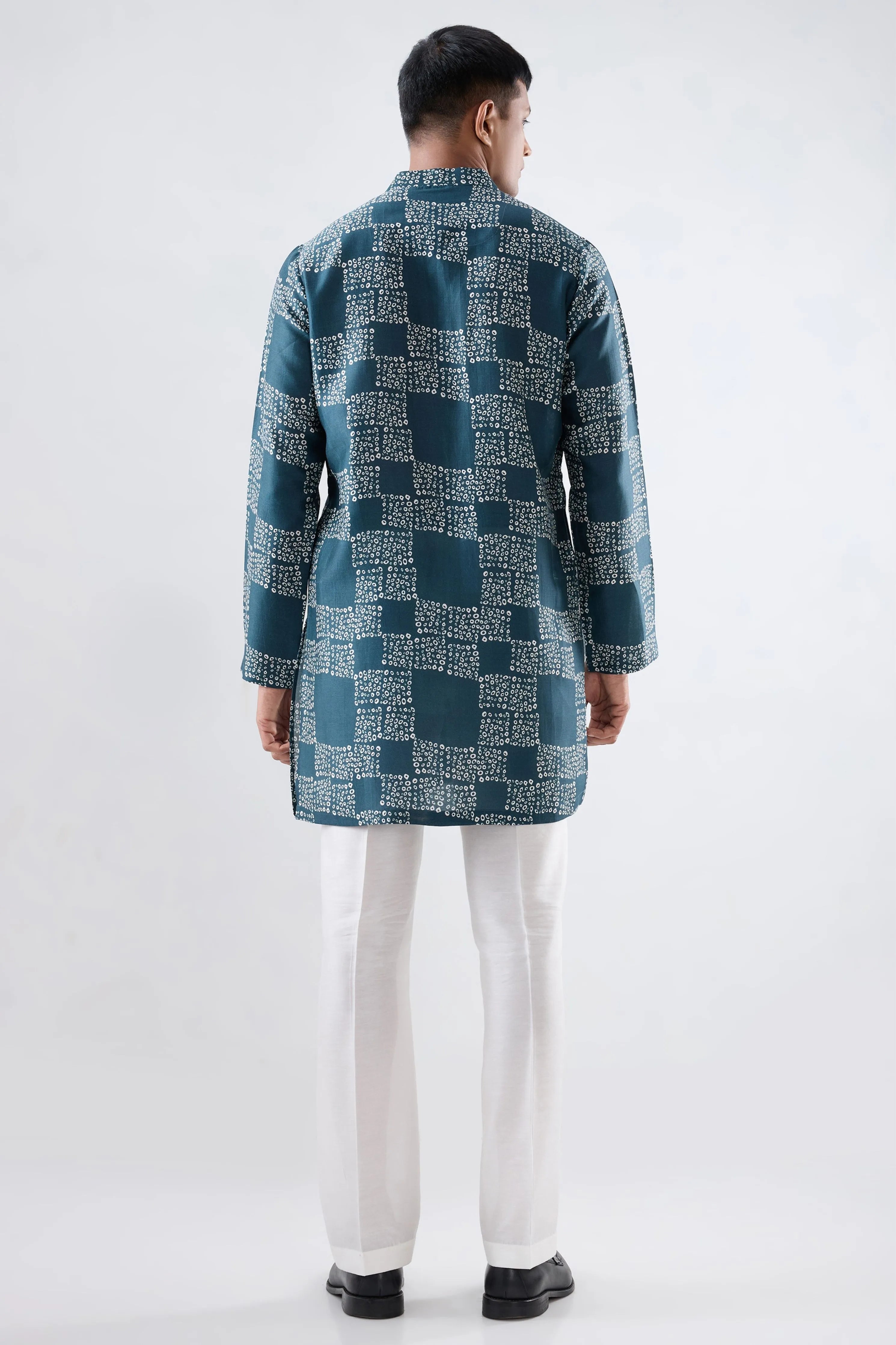 Teal Bandhani kurta