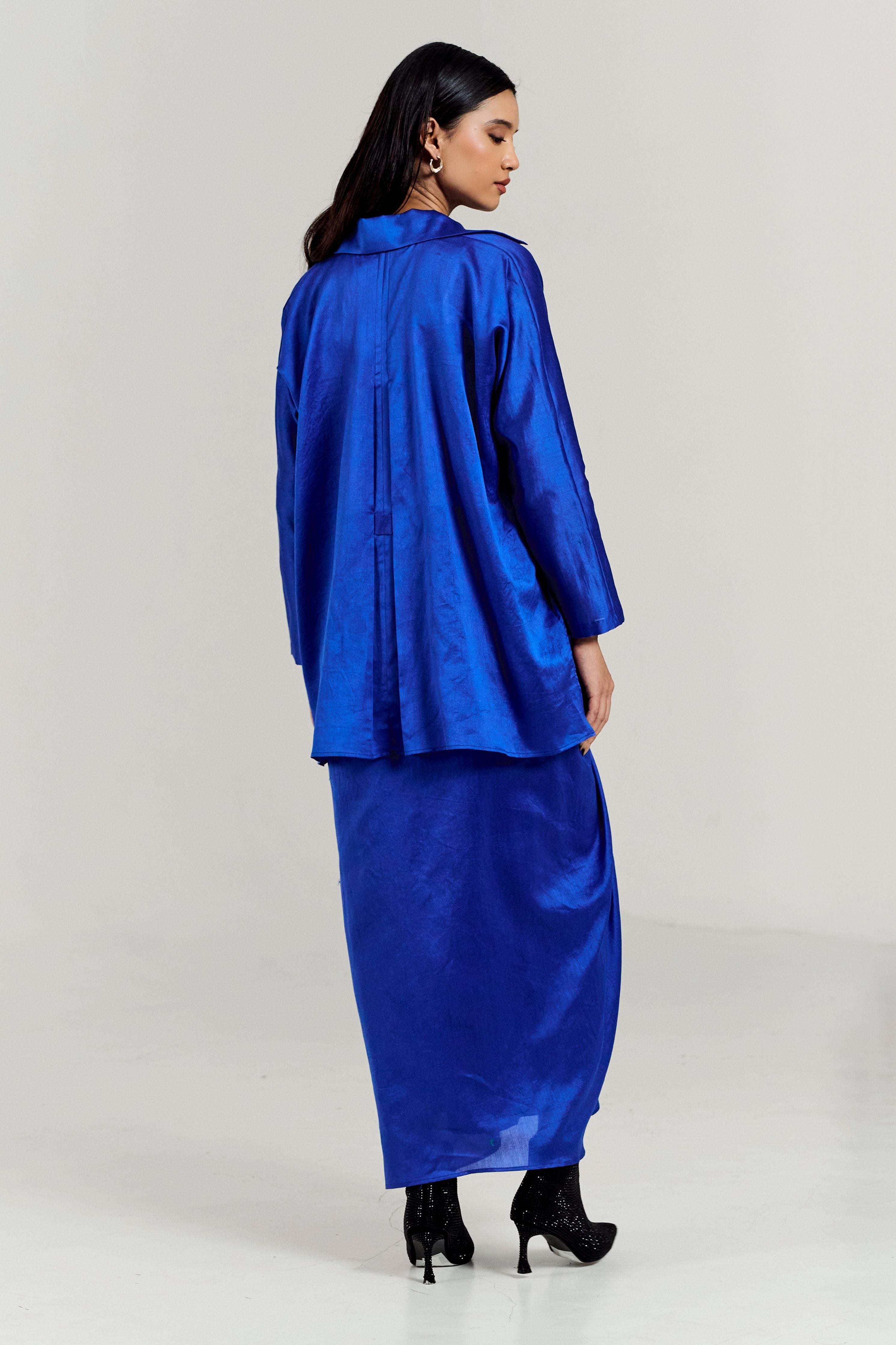 Blue Big Rose Skirt Coord